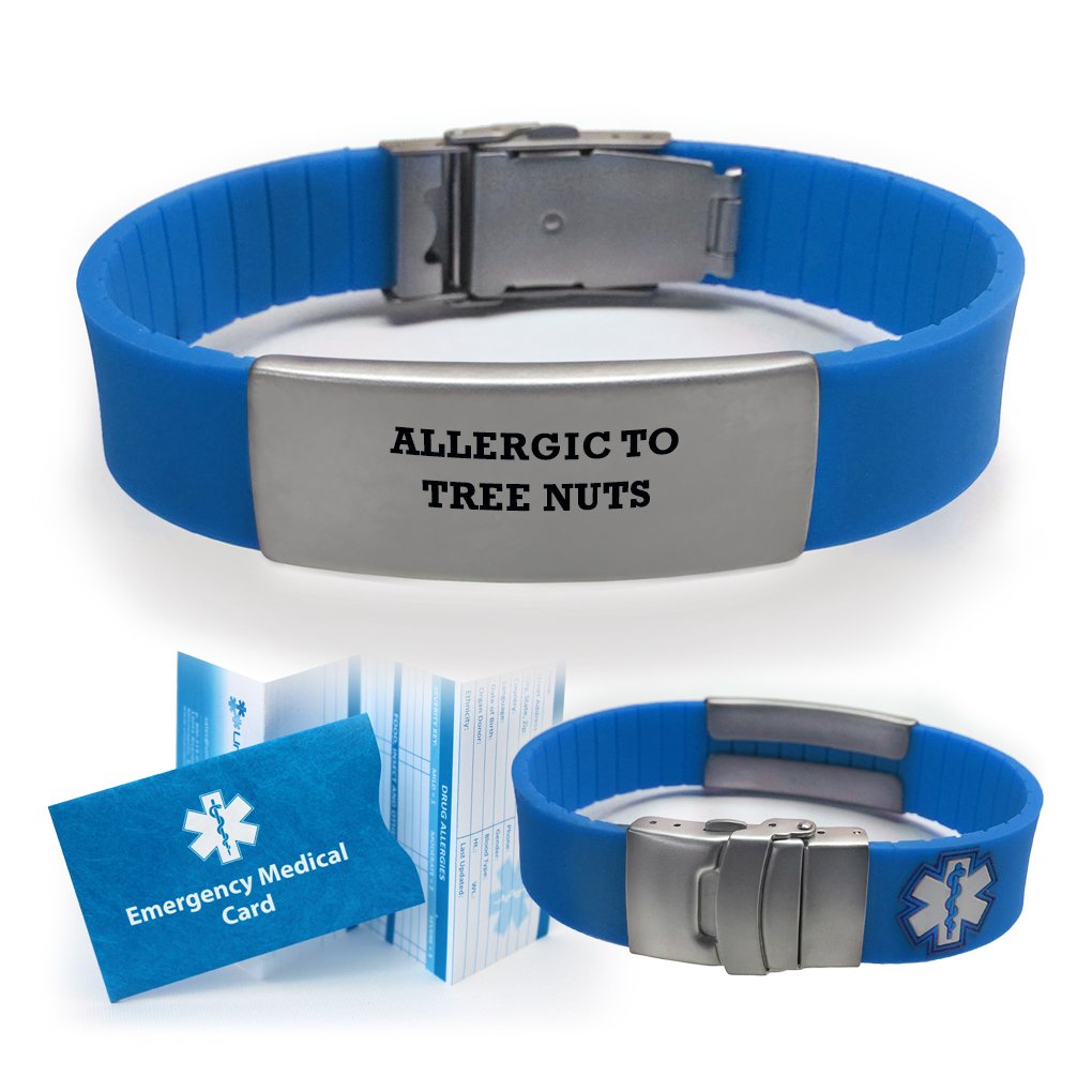Hypoallergenic Medical Alert Bracelet for Tree Nut Allergies - Waterproof & Adjustable for Men & Women - Ideal for Travel, Dining & Emergency Situations