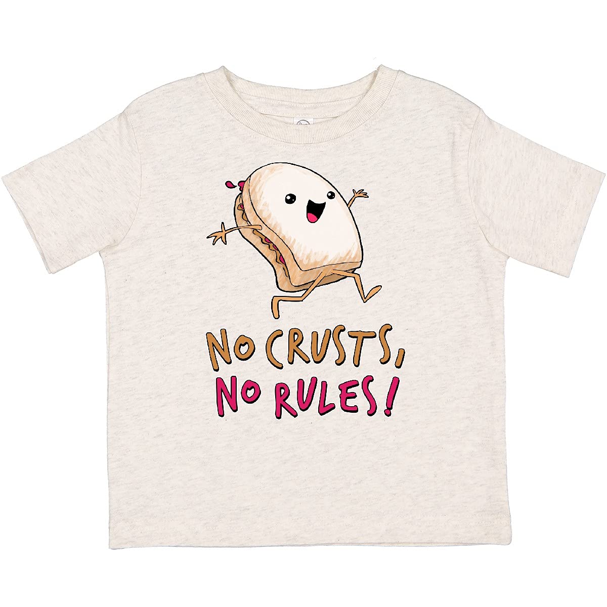 Inktastic Funny PB&J Sandwich No Crusts No Rules Toddler T-Shirt - Cute Graphic Tee for Playdates & Preschool