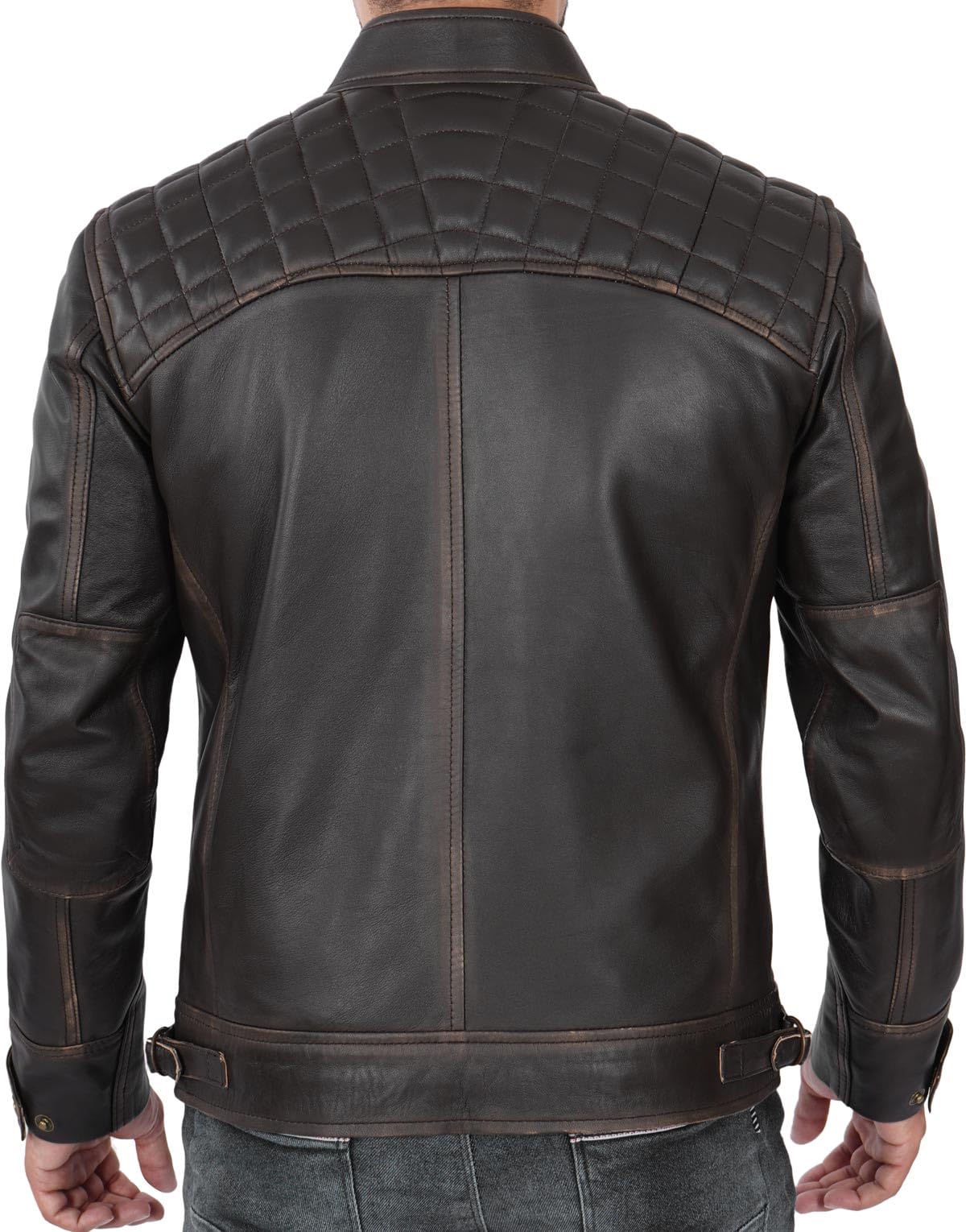 Blingsoul Men's Motorcycle Leather Jacket - Premium Quilted Cafe Racer Biker Jacket for Men | Riding Gear for Motorcycle Enthusiasts & Urban Fashion