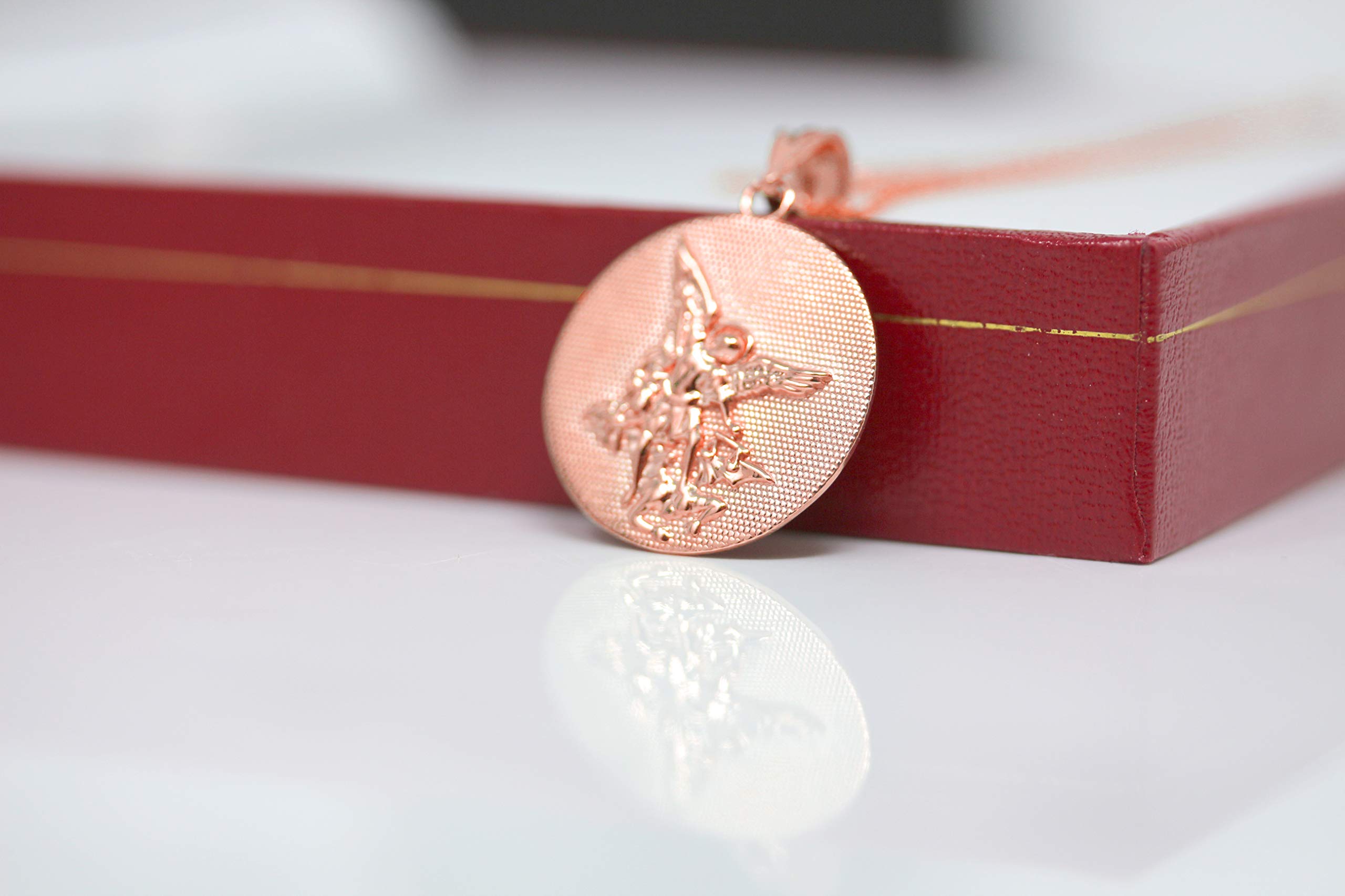10k Gold Saint Michael Protect Us Coin Charm Pendant for Necklace - Religious Jewelry for Men & Women - Spiritual Protection Gift for Baptism, Confirmation, First Communion