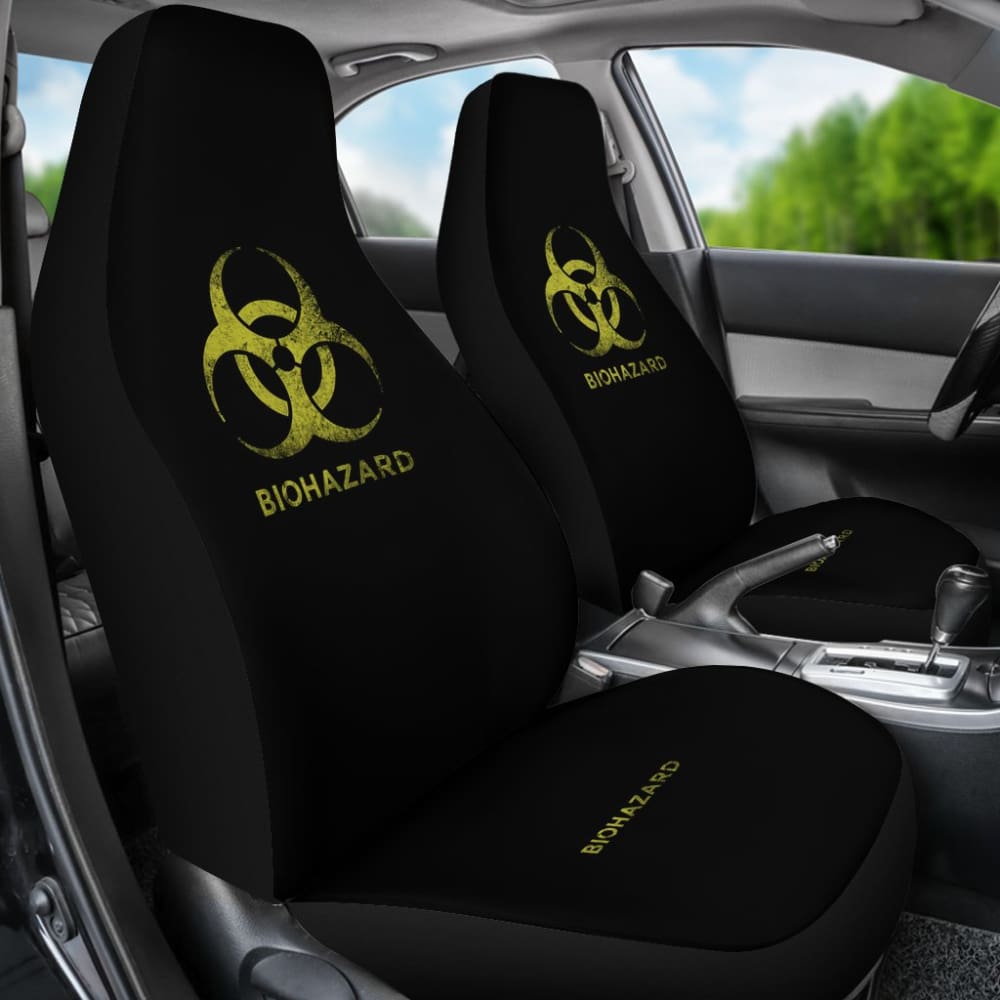 Black and Yellow Biohazard Car Seat Covers 211401 - Waterproof & Durable for Emergency Vehicles, Halloween Decor, and Cosplay