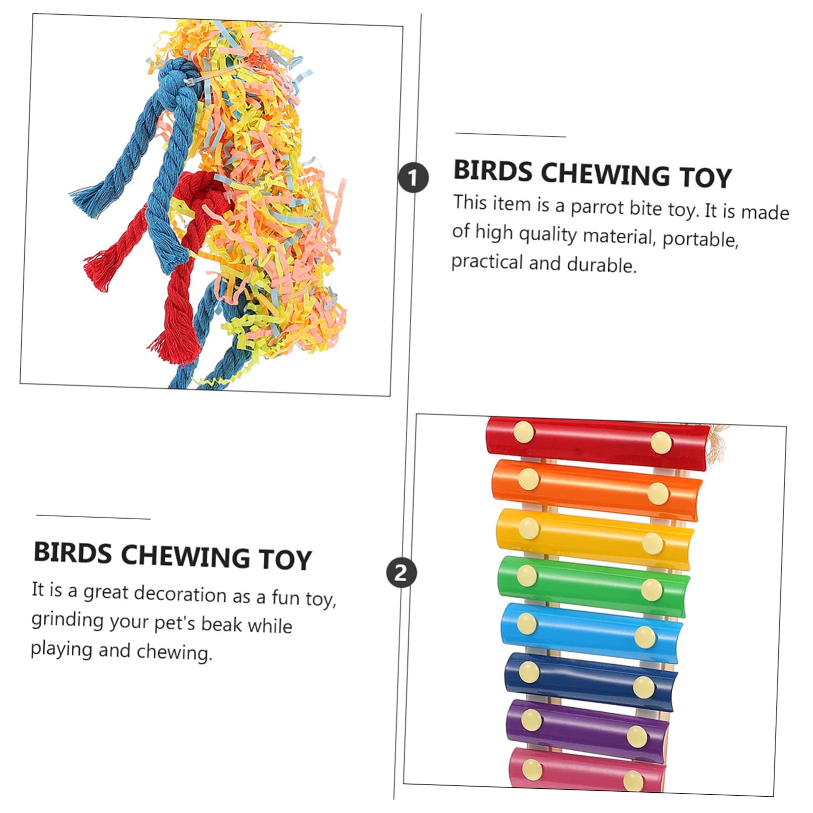 Balacoo 3-Piece Parrot Toy Set - Hanging Bell, Chewable Ladder & Pecking Toys for Birds - Natural Rattan Wooden Bird Cage Accessories - Perfect for Parrots, Cockatiels & Small Pets - Stimulating Play & Exercise Toys for Bird Cages & Chicken Coops