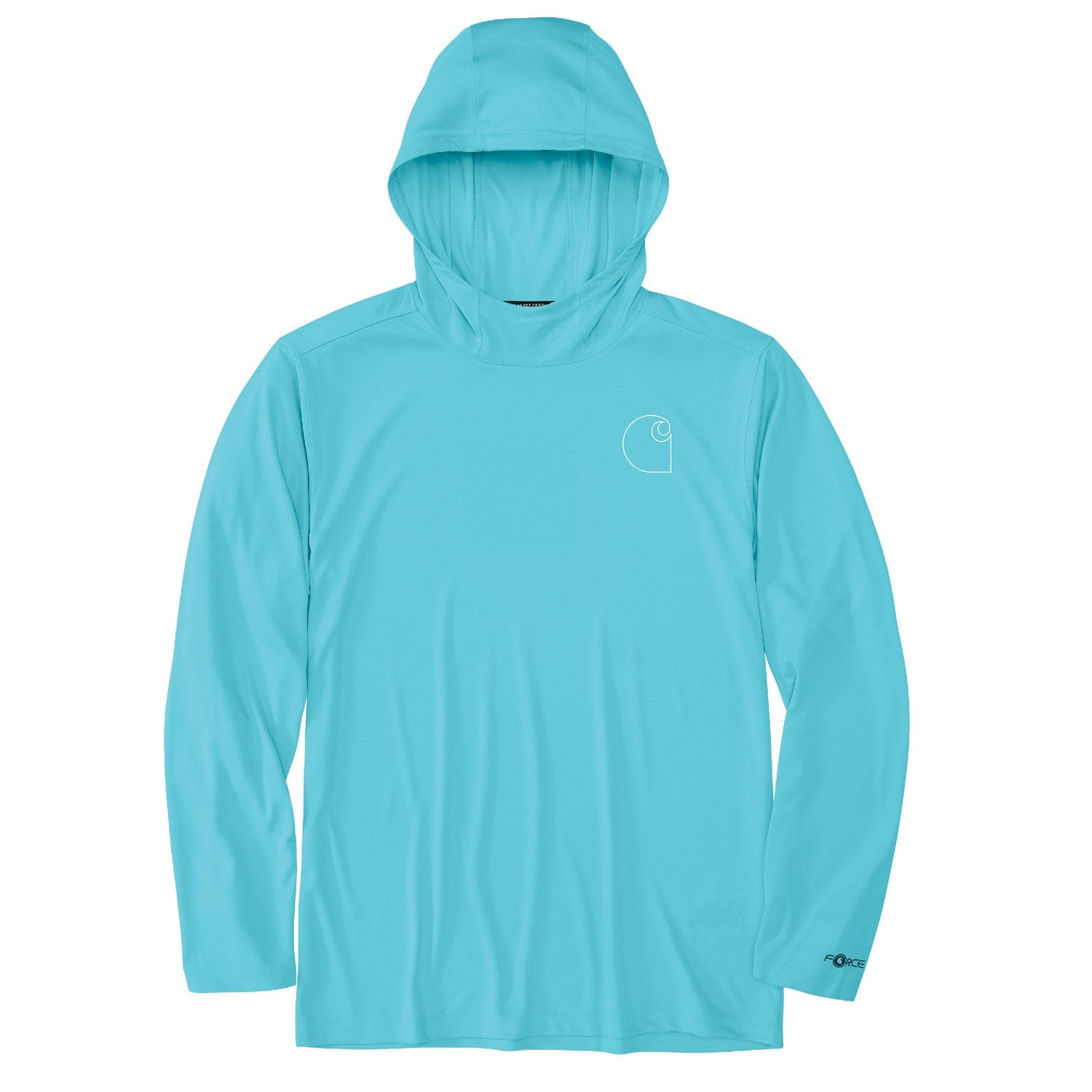 Carhartt Men's Force Sun Defender Hooded Logo Long Sleeve T-Shirt - UPF 50+ Sun Protection, Moisture Wicking Work Shirt for Outdoor Activities, Hiking & Construction