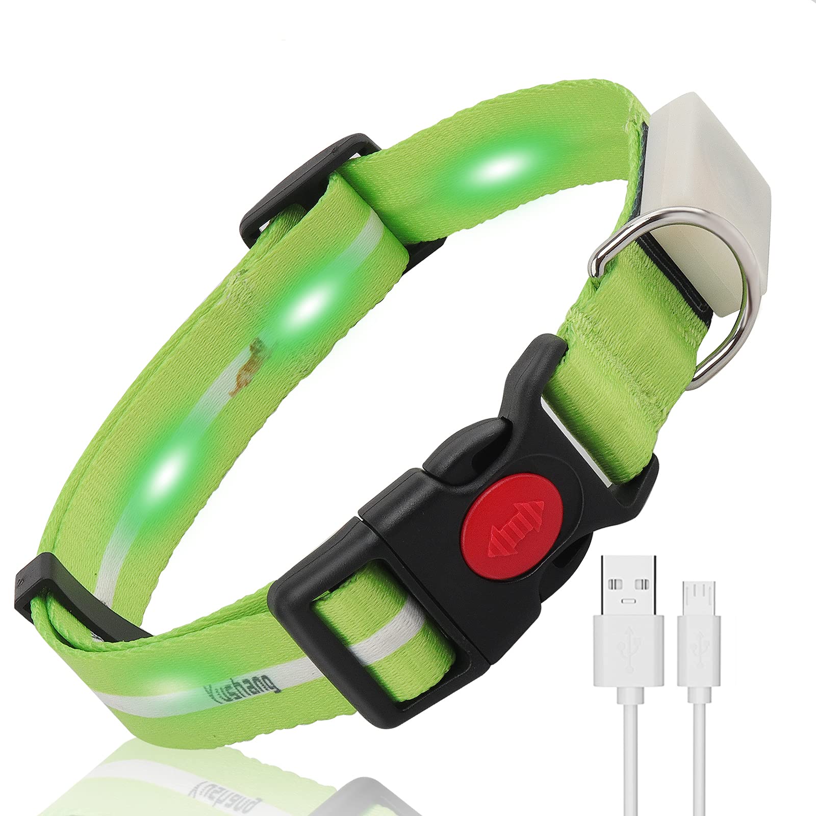 YUSHANG LED Flashing Dog Collar - Rechargeable & Waterproof Adjustable Light Up Collar for Small Medium Large Dogs - Perfect for Night Walks, Jogging & Outdoor Adventures
