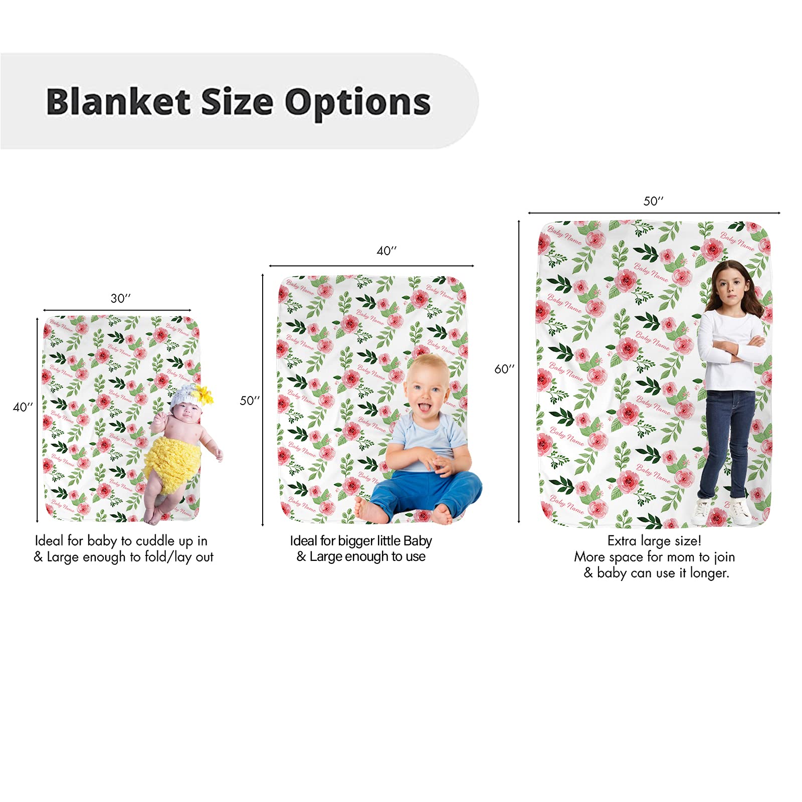 Personalized Baby Blankets with Name - Custom Embroidered Minky Blanket for Baby Girl & Boy - Soft Newborn & Toddler Gift for Baby Shower, Christmas, Birthday - Perfect Nursery Essential & Keepsake