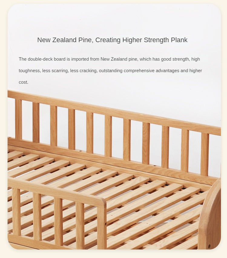 Solid Oak Wood Multi-Function Storage Bed with Wide Underbed Drawers - Perfect for Bedroom Organization & Small Space Living