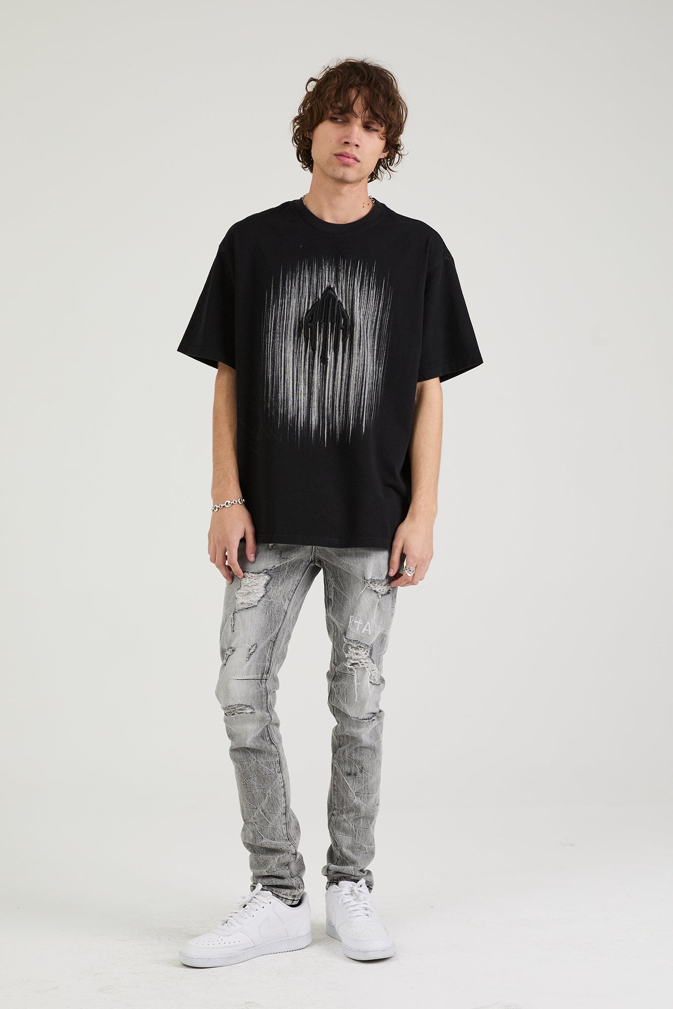 Colin Oversized Short Sleeve T-Shirt - Black Monogram Print | Casual Streetwear & Summer Essential for Men