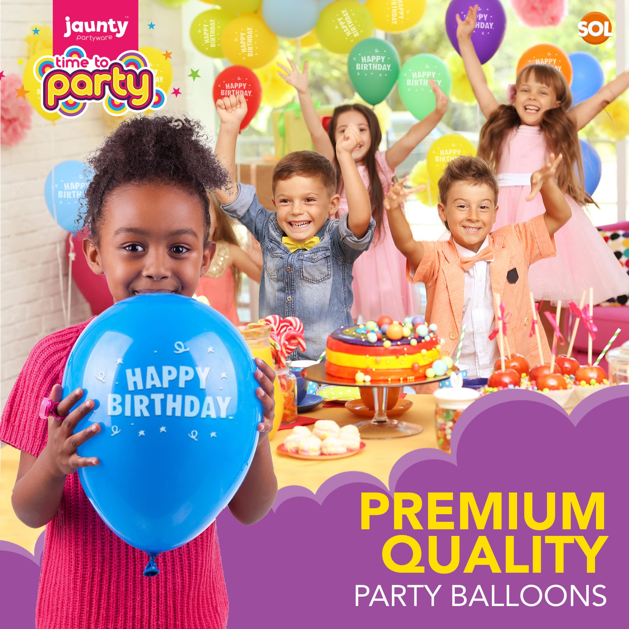 50-Pack Happy Birthday Balloons 9 Inch - Vibrant Latex Party Balloons for Kids Birthday Decorations - Ideal for Balloon Arches, Party Games & Celebrations - Durable Long-Lasting Balloons for Indoor/Outdoor Birthday Parties, Baby Showers & Graduation Events