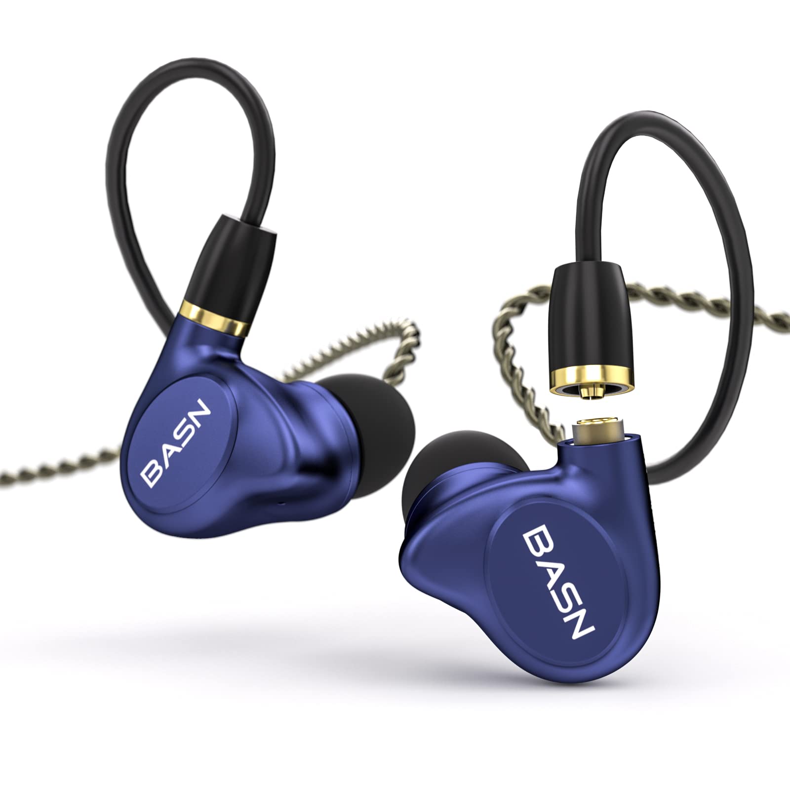 BASN Metalen 4 Drivers in-Ear Monitor Headphones - Professional Noise Isolating IEMs with Deep Bass for Musicians, Singers, Drummers & Bassists (Sapphire Blue) | Perfect for Live Performances, Studio Recording & Stage Monitoring