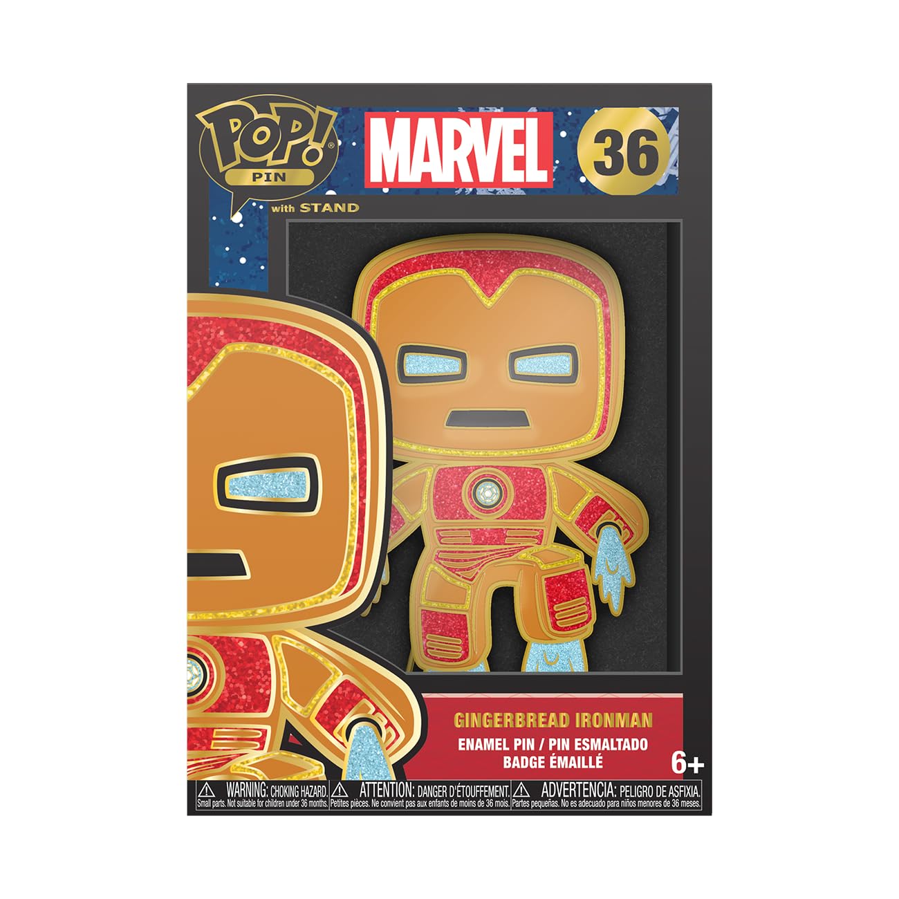 Loungefly POP! Large Enamel Pin - MARVEL Gingerbread Iron Man Collectible Brooch for Backpacks, Bags & Jackets | Cute Comic Book Merchandise Gift for Marvel Fans | Perfect for Cosplay, Conventions & Superhero Collections