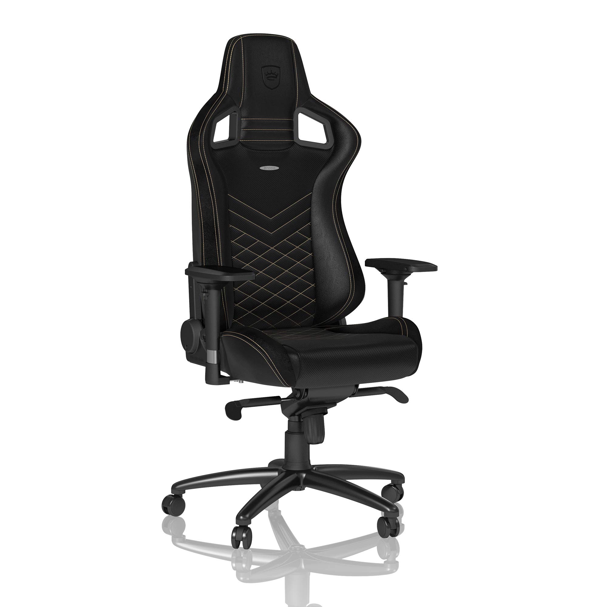 Premium Noblechairs Epic Reclining Gaming Chair & Office Chair - PU Faux Leather in Black/Gold - Ergonomic Comfort for Long Gaming Sessions & Home Office Work