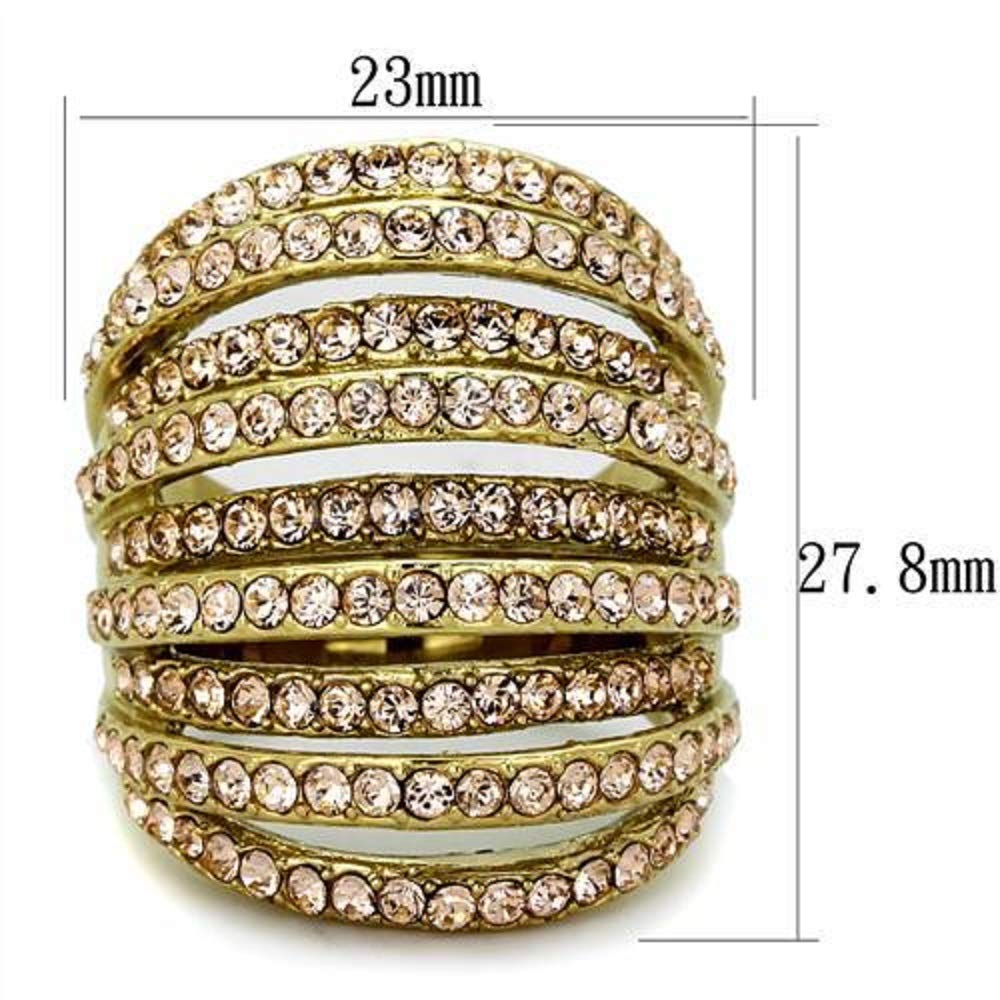 WildKlass Gold IP Stainless Steel Ring with Crystal for Women - Elegant & Durable for Daily Wear