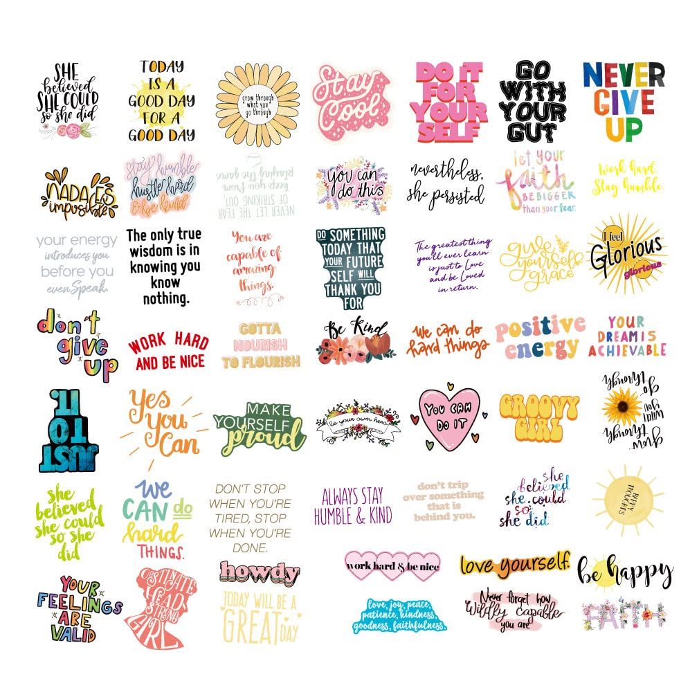 50 PCS Motivational Rub-On Transfer Stickers - Inspirational Words for Kids, Teens & Students - Die-Cut Decorative Stickers for Crafts, Water Bottles, Helmets & Furniture - Perfect for DIY Projects, School Supplies & Home Decor