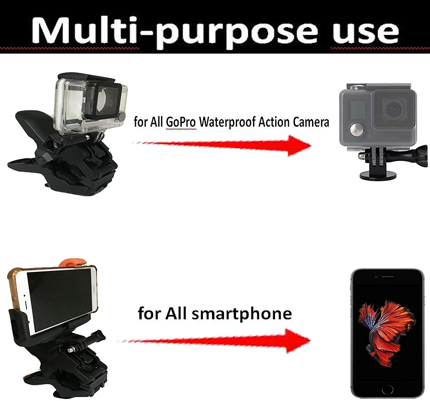 Multi-Purpose Guitar & Ukulele Smartphone Mount Holder - Adjustable Headstock Phone Clamp for iPhone, Android & Action Cameras - Perfect for Landscape Filming, Live Streaming & Music Tutorial Videos