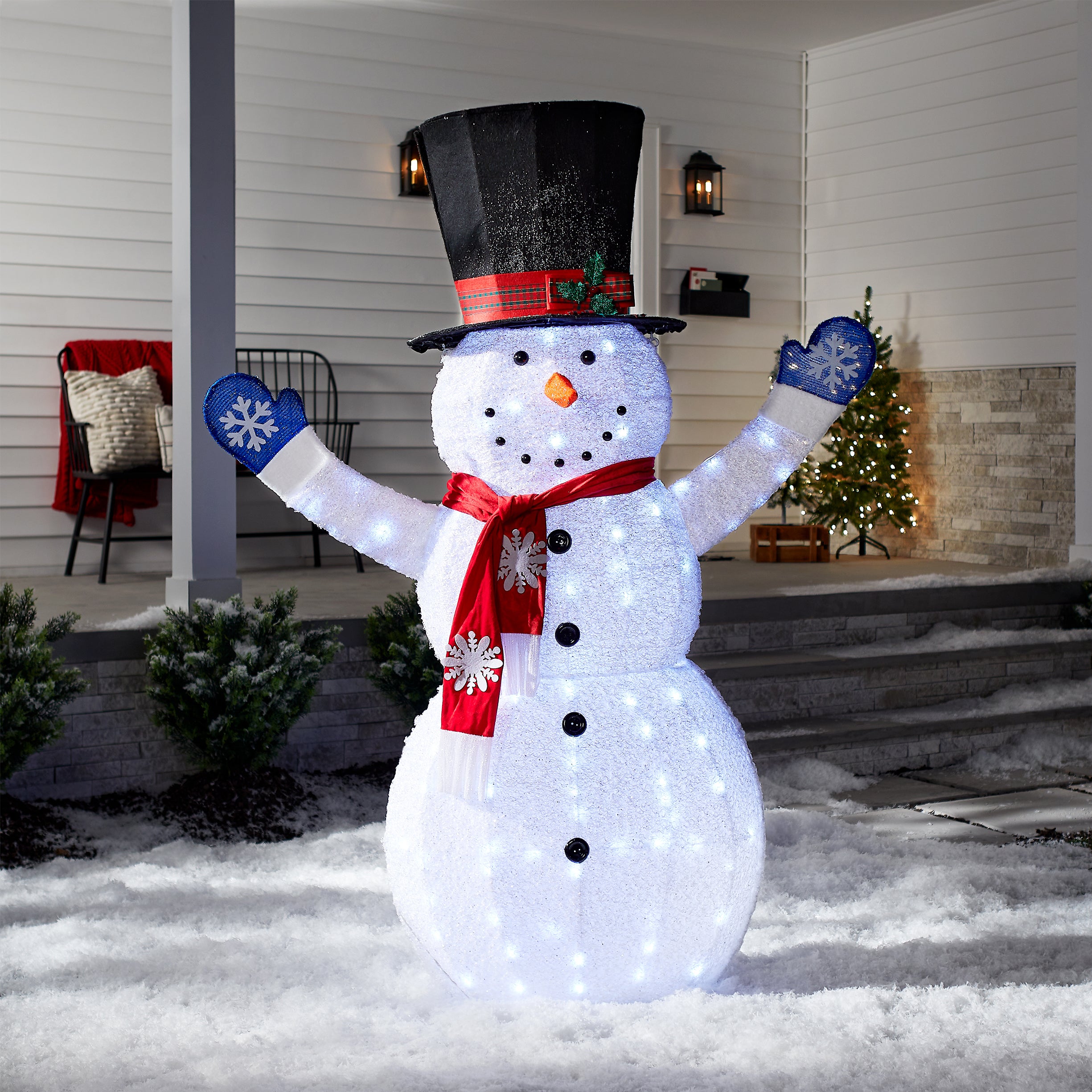72-Inch Lighted Snowman Outdoor Christmas Decoration with White LED Lights - Perfect for Yard, Lawn, and Holiday Party Decor