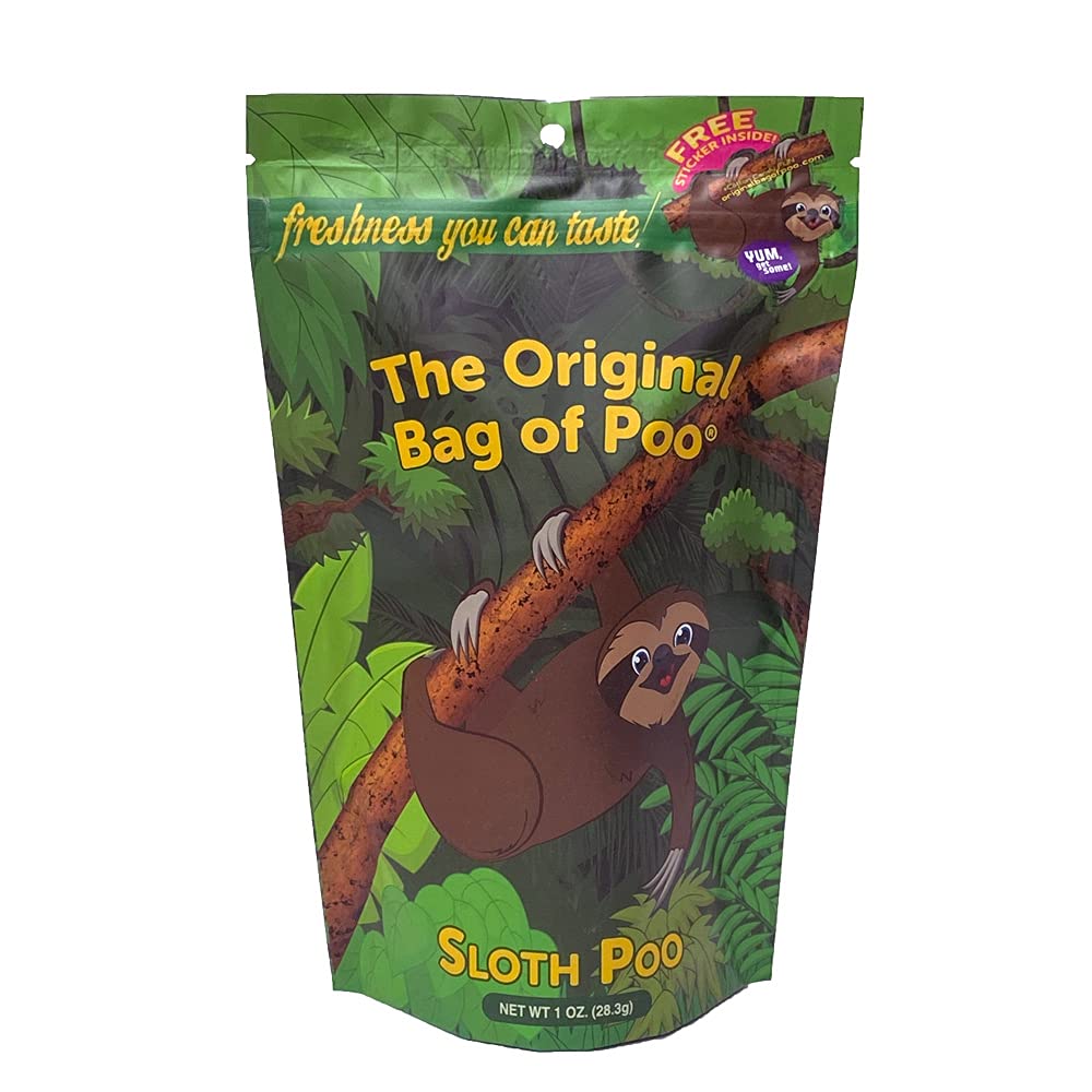 Original Bag of Poo® - Sloth Poo Black Cherry Flavored Cotton Candy (1oz) | Novelty Gag Gift with Free Sticker | Perfect for Pranks, Party Favors & Funny Gifts