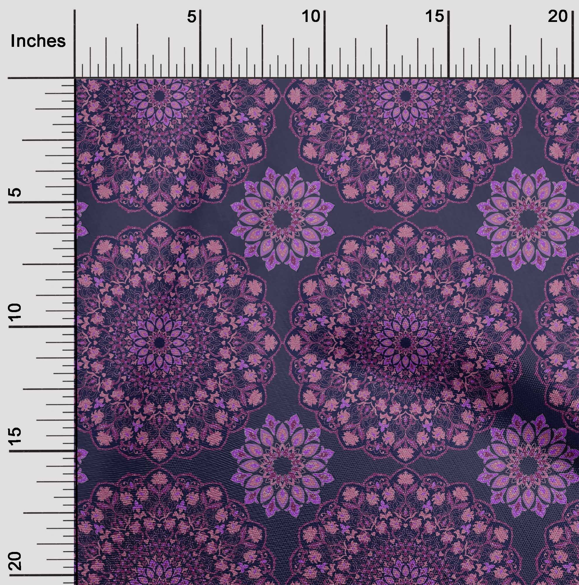 oneOone Rayon Blue Mandala Print Fabric by The Yard - 56 Inch Wide for DIY Clothing, Quilting & Home Decor Sewing Supplies | Perfect for Dresses, Curtains & Craft Projects