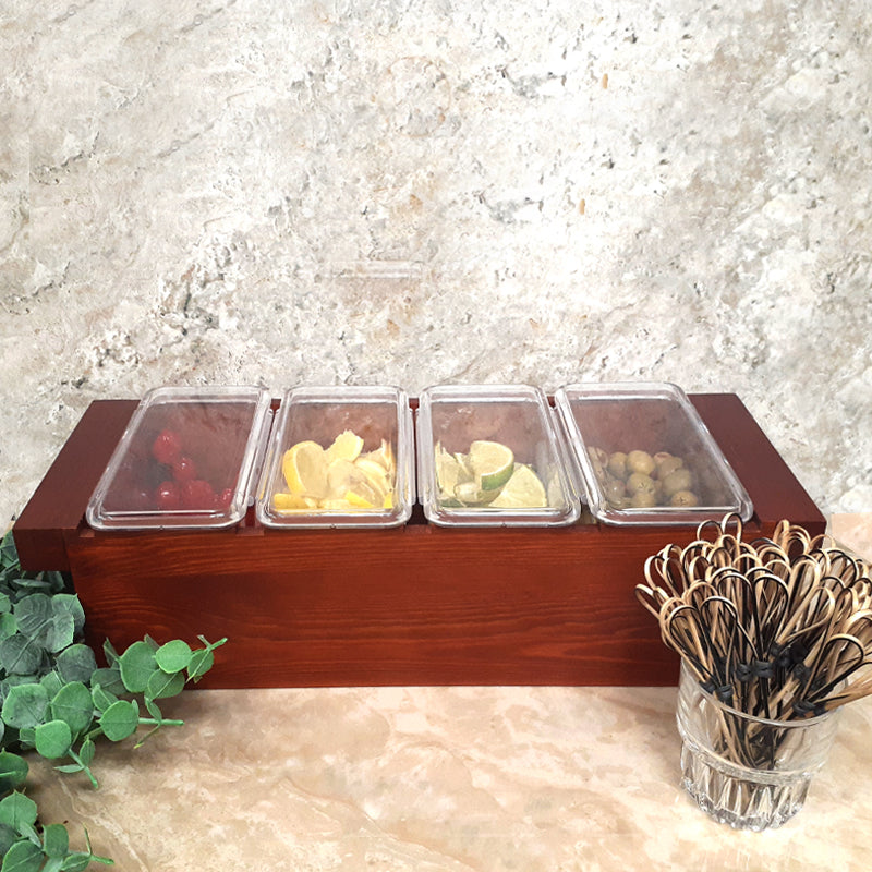 BarConic® Condiment Holder - Premium Hazel Wood Organizer for Ketchup, Mustard & Spices (3 Sizes) - Perfect for Kitchen Countertops, BBQ Parties & Picnics
