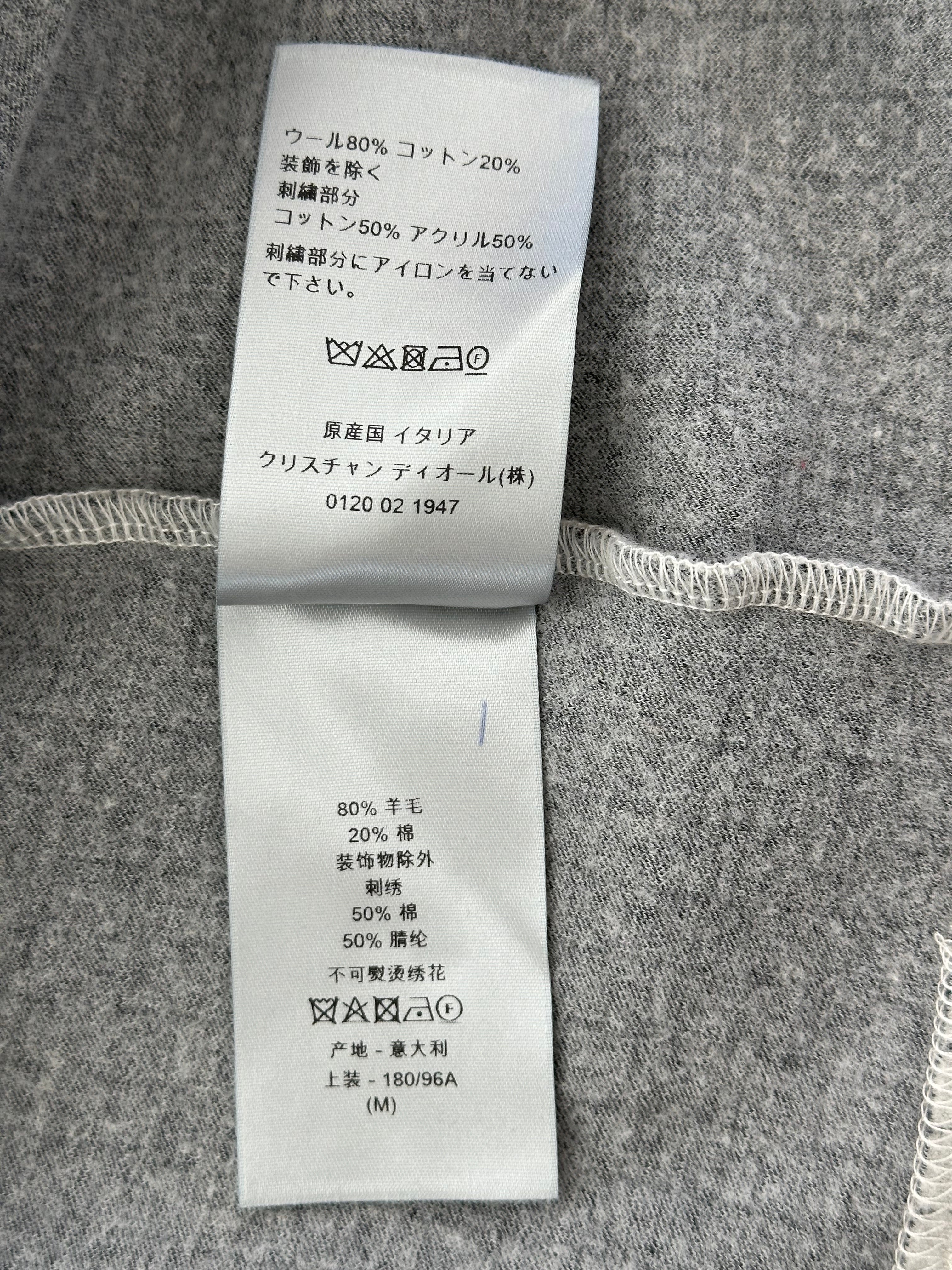 Dior Grey Pinstripe Atelier Embroidered Logo T-Shirt for Men - Luxury Designer Cotton Tee for Casual Wear & Street Style Fashion