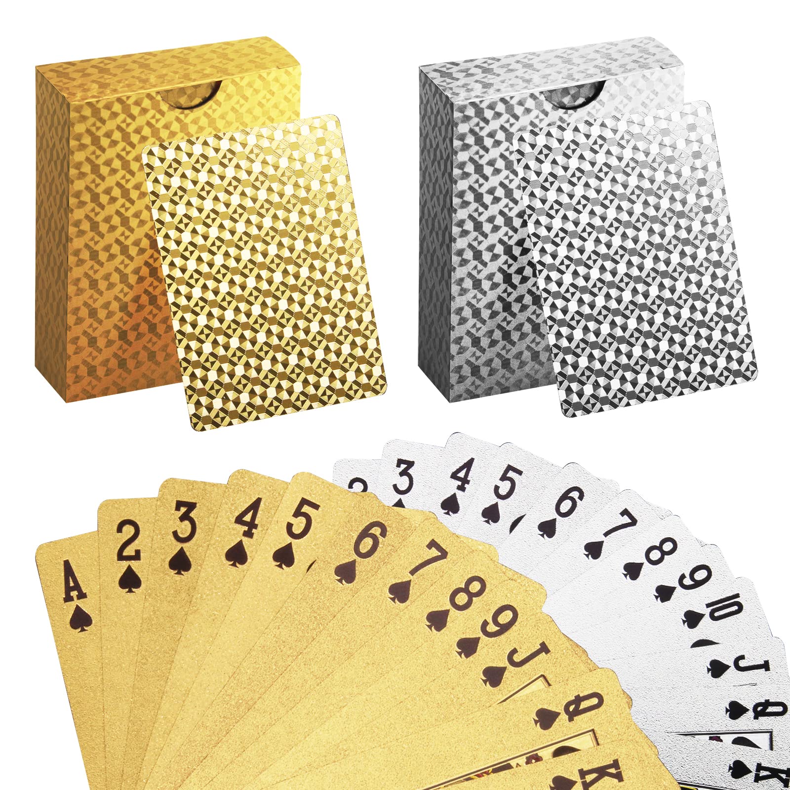 Premium INTEGEAR 2 Decks Gold 3D Embossed Poker Cards - Waterproof Plastic PET Playing Cards for Magic Tricks, Casino Games & Party Decorations | Luxury Gift & Reusable Card Deck for Poker Nights, Cardistry & Family Gatherings