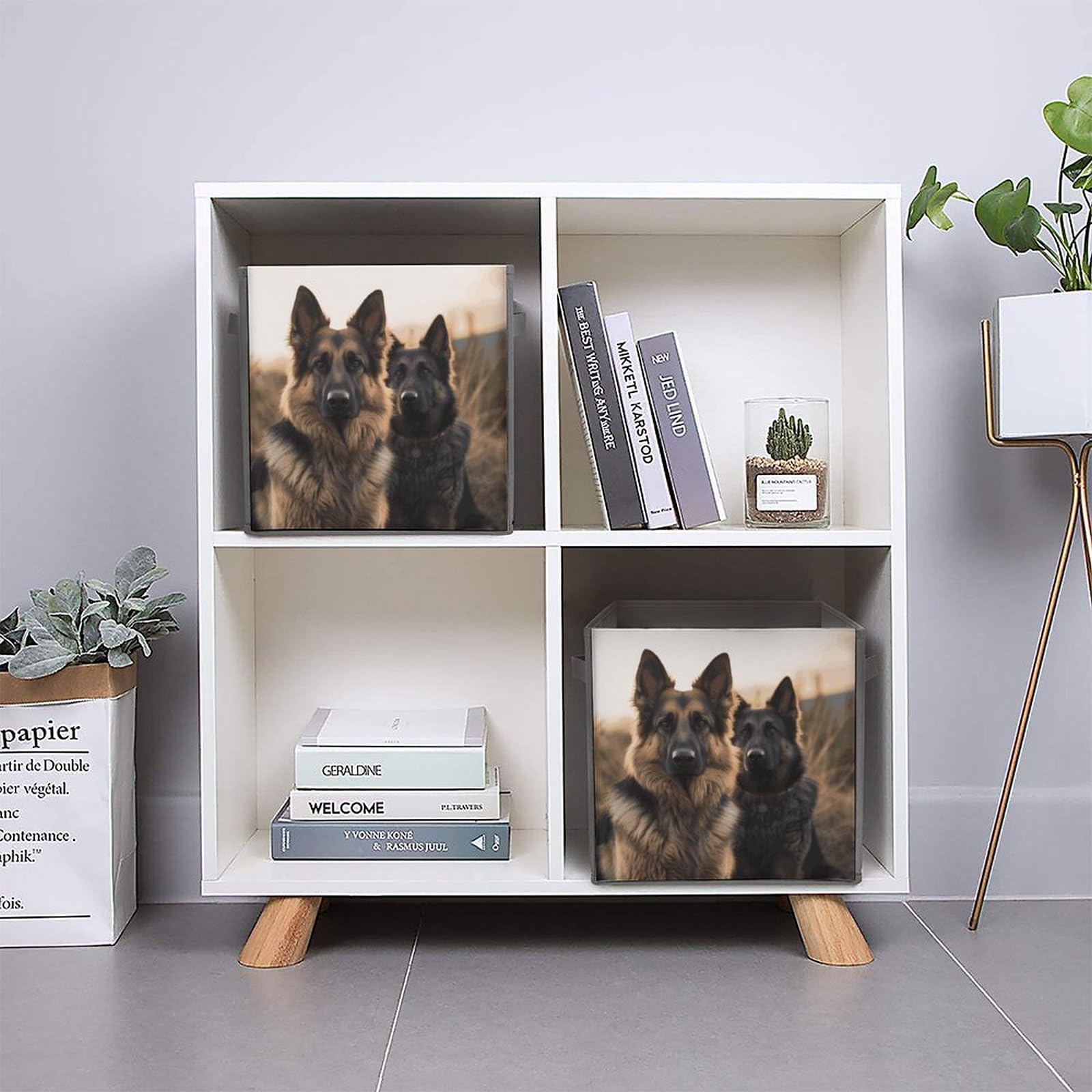 German Shepherd Printed Storage Baskets 2-Pack - Foldable Fabric Storage Bins for Home Organization | Perfect for Closet, Nursery & Pet Supplies Storage