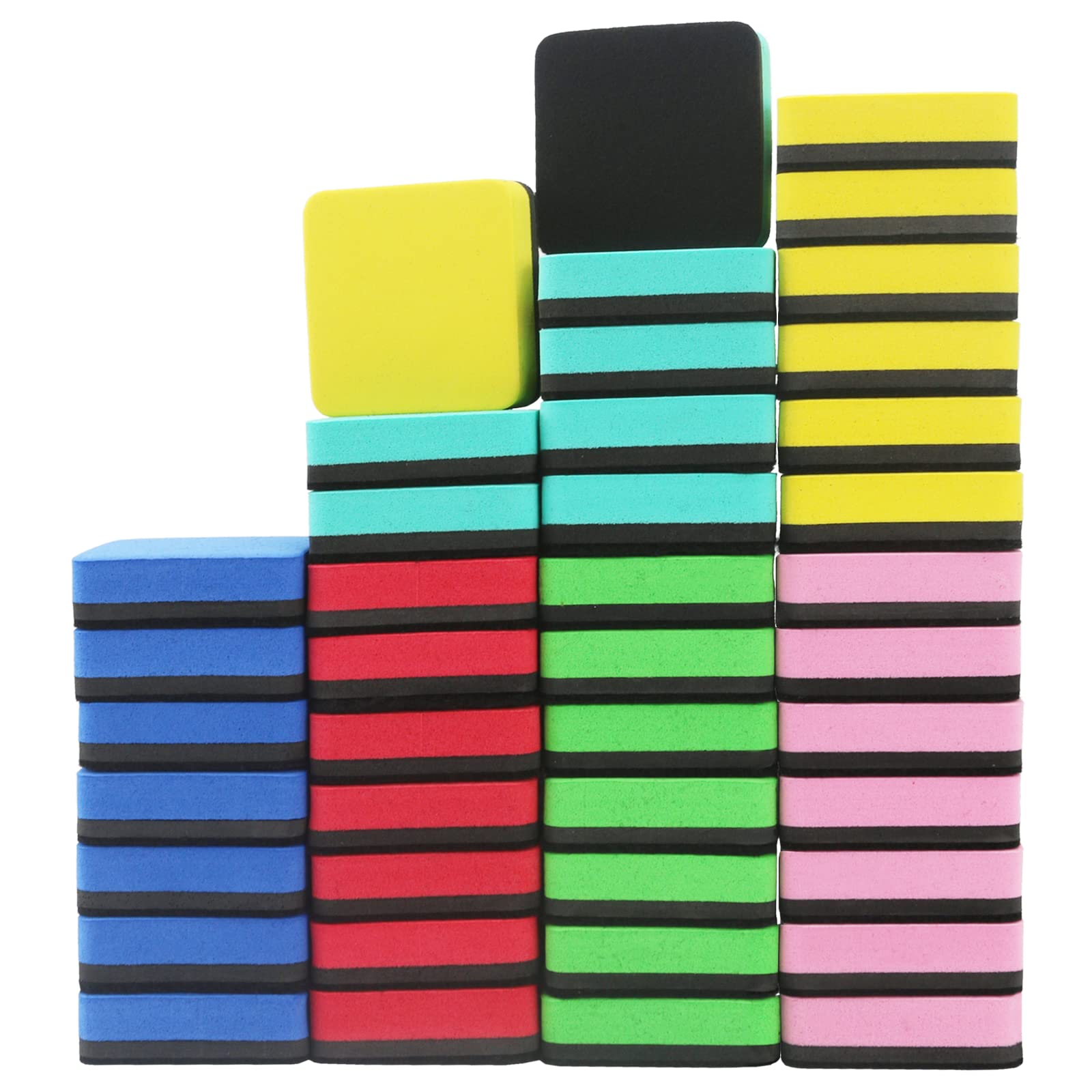 48 Pack Magnetic Whiteboard Erasers - Washable & Reusable Dry Erase Board Cleaners for Kids & Adults - Perfect for Classrooms, Offices & Home Use on Magnetic, Glass & Soft Whiteboards