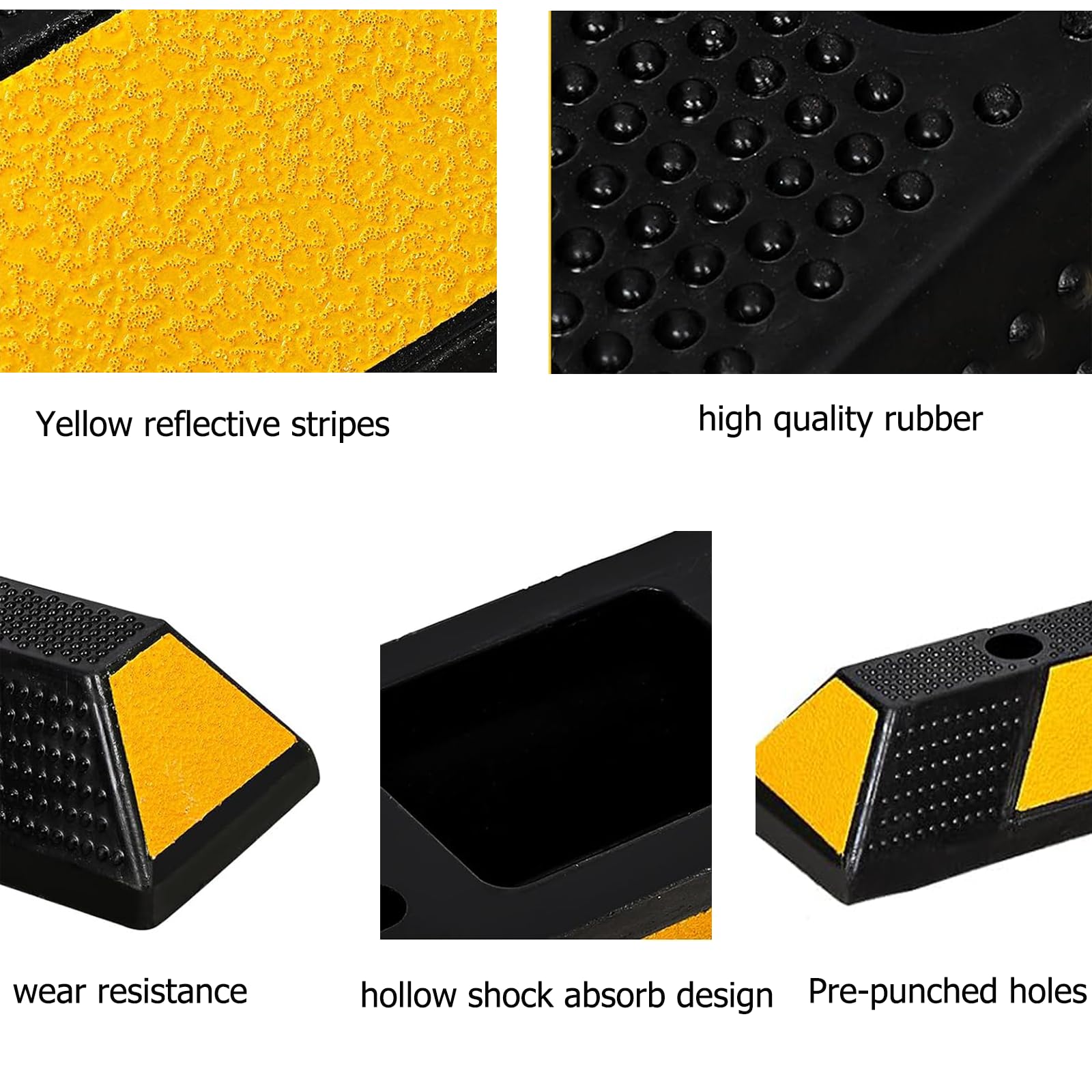 GARVEE 2 Pack Heavy Duty Rubber Parking Curb - 72 Inch Garage Floor Stopper with Reflective Yellow Stripes for Vehicles, Trucks & Driveways - Perfect for Parking Lots, Warehouses & Commercial Properties