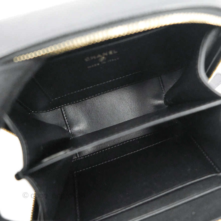 Chanel CC Filigree Vanity Clutch With Chain - Caviar Black Leather & Aged Gold Hardware - Luxury Evening Bag for Women, Perfect for Parties, Weddings & Special Occasions