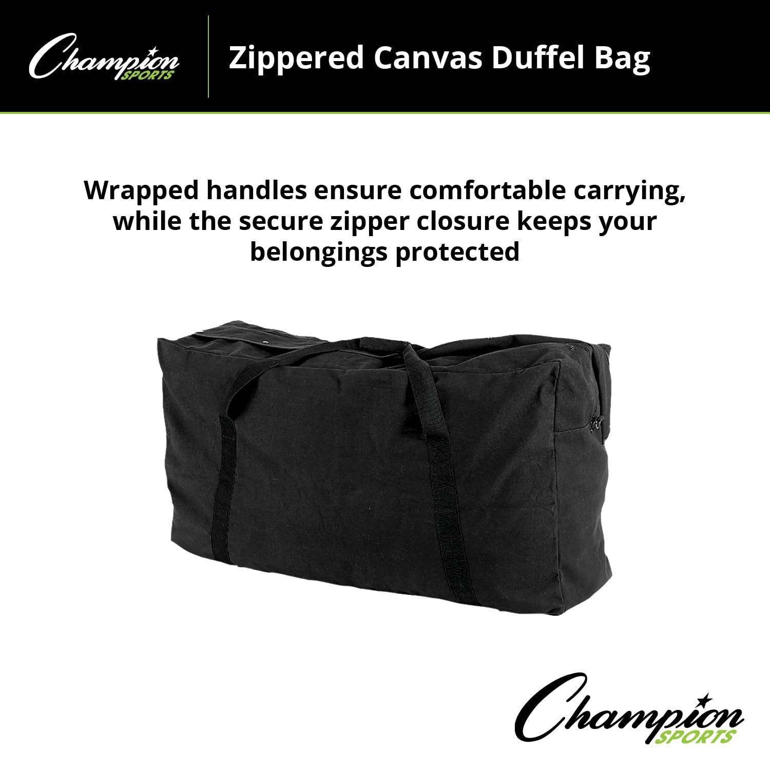 **Champion Sports Oversized Canvas Duffle Bag with Heavy-Duty Handles - Perfect for Gym, Travel, and Sports Equipment Storage**