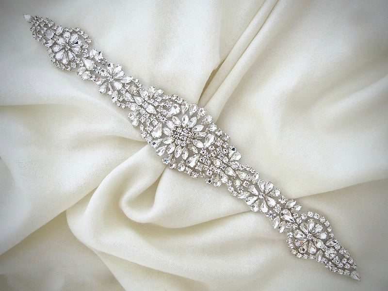 Lilian Silver Crystal Bridal Belt - Elegant Wedding Sash for Bride, Bridesmaids & Prom - Perfect for Weddings, Formal Events & Special Occasions
