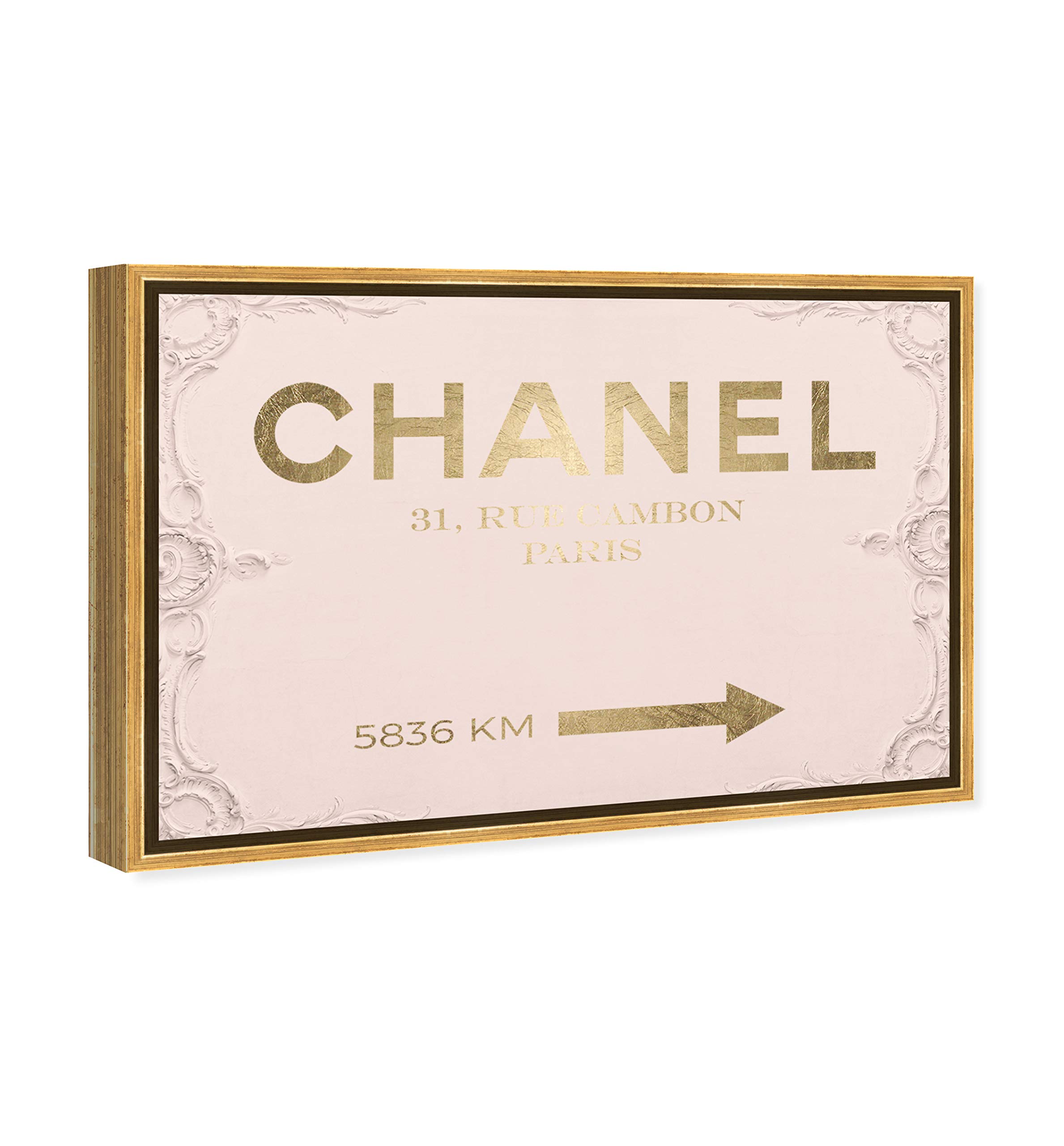 Oliver Gal Fashion Glam Gold Frame Canvas Wall Art - Rococo Style Pink & Gold Home Decor (24x16 Inches) for Living Room, Bedroom & Bathroom | Perfect for Modern Glamour Interiors & Luxury Gift Giving