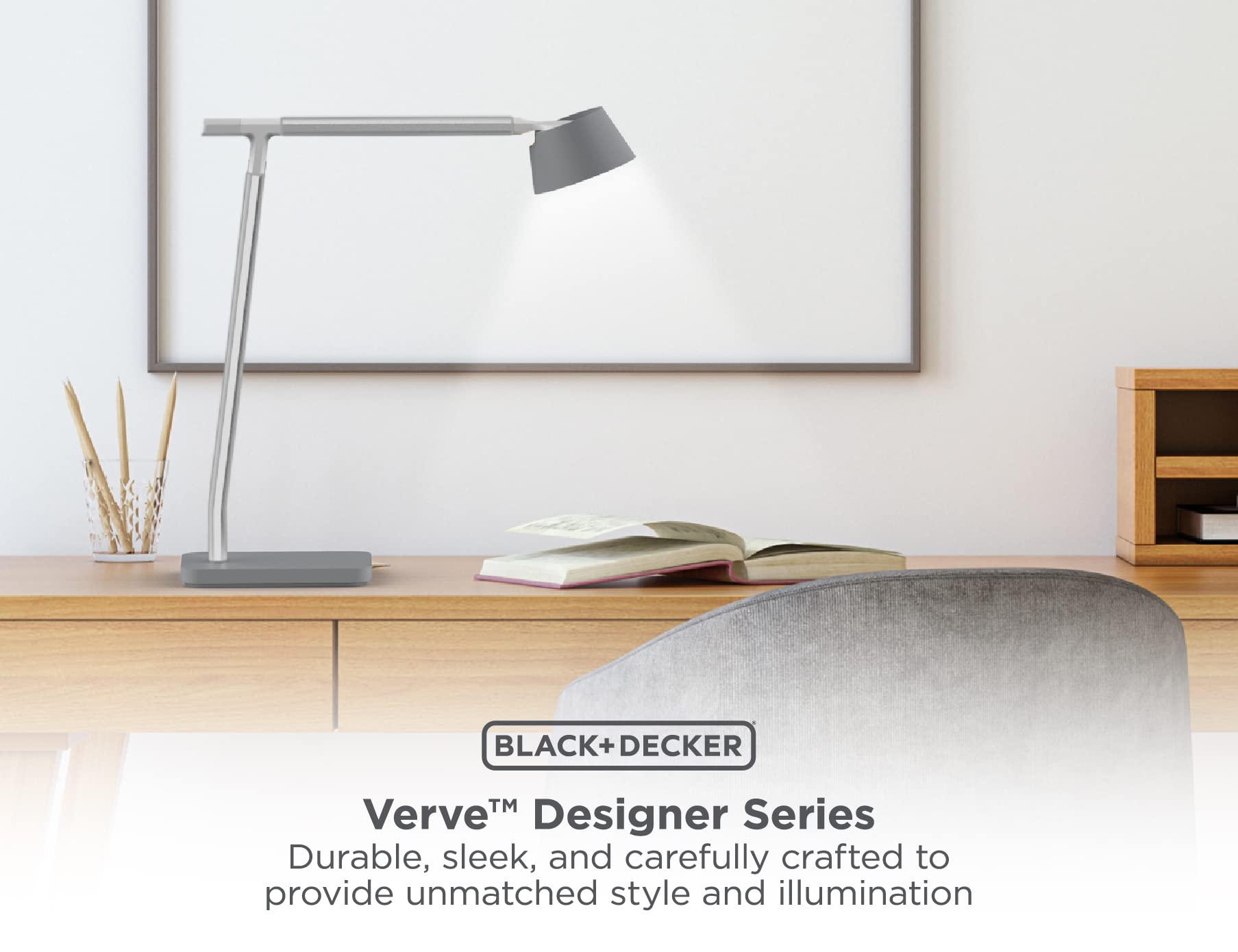 BLACK+DECKER Verve Designer Desk Lamp with USB Charging Port - 16 Million RGB Colors & True White LED Light for Home Office, Gaming, and Study - Adjustable Modern Task Lighting with Smart Control