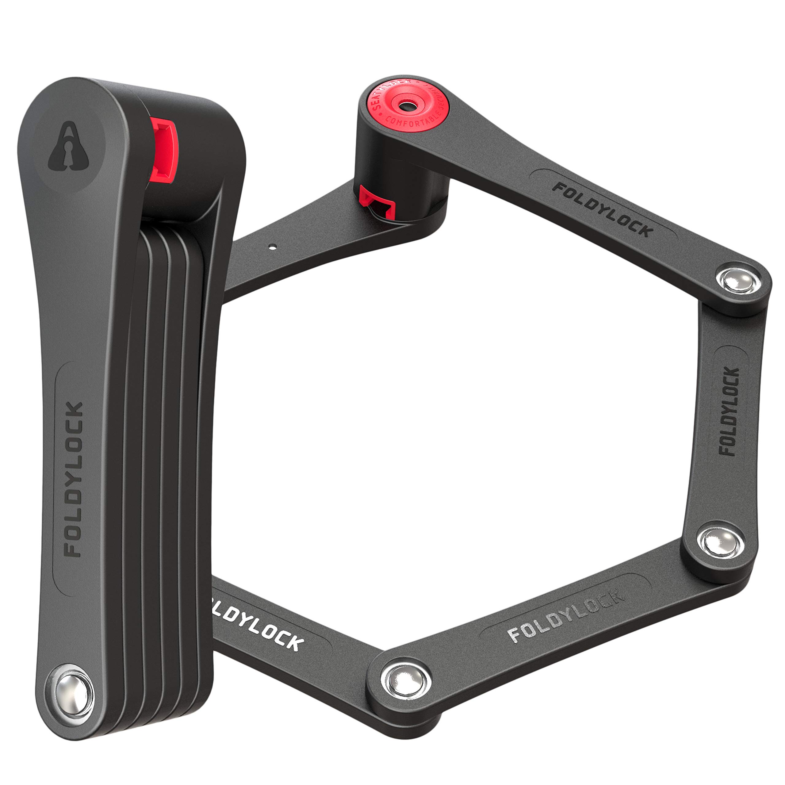 Seatylock FoldyLock Classic Folding Bike Lock - High Security Sold Secure Silver Bicycle U Lock - Heavy Duty Anti-Theft with Keys & Mount Case - 37.4