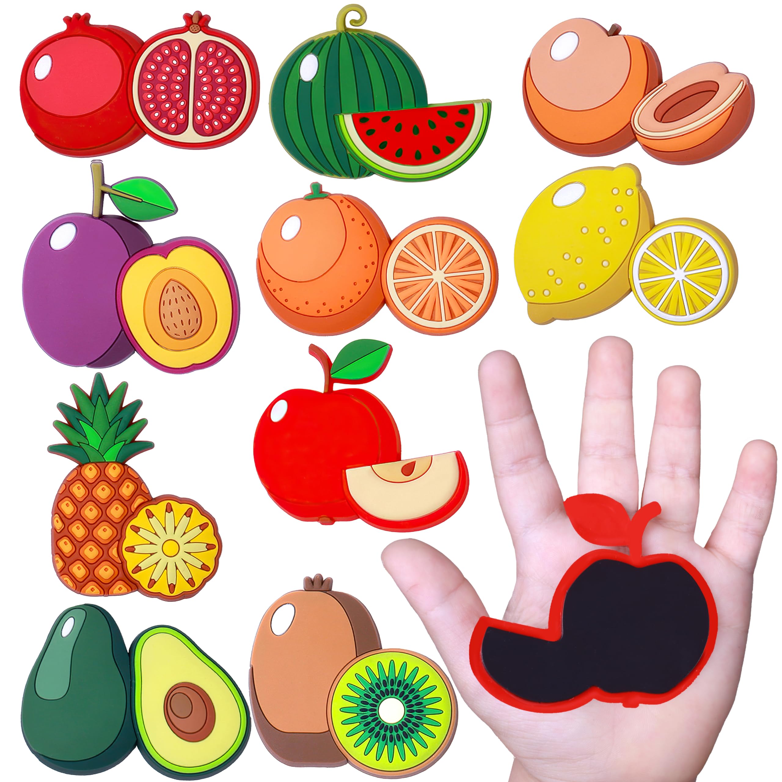 SUPINEEDO Strong Magnetic Rubber Fridge Magnets for Toddlers 1-3 Years - Cute Fruit Shaped Refrigerator Magnets for Kids, Baby Learning Toys & Children's Gifts - Perfect for Whiteboards, Fridges, Dishwashers & Ovens (Educational Play & Kitchen Fun)