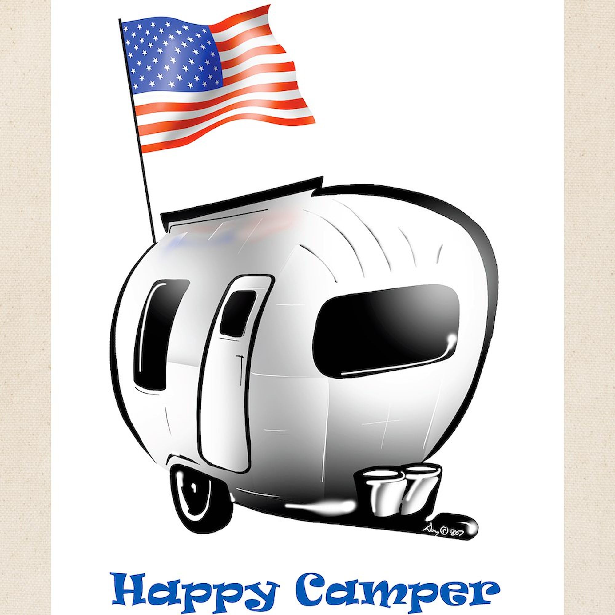 Happy Camper USA Tote Bag - Natural Canvas Reusable Shopping Bag for Groceries, Beach & Travel | Eco-Friendly Cotton Carryall