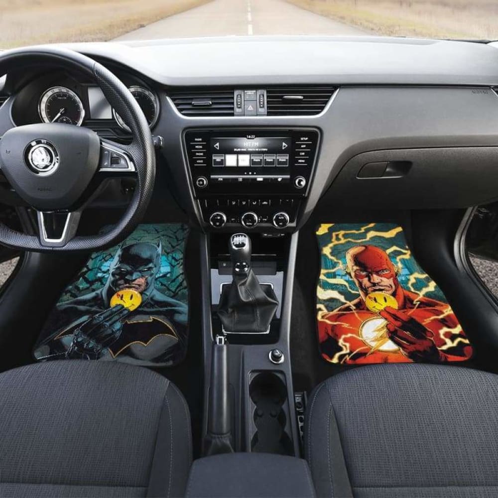 Batman & The Flash Comics Car Floor Mats - Superhero Themed Custom Fit for Cars - Perfect for DC Fans, Car Enthusiasts & Comic Lovers - Ideal for Daily Driving, Road Trips & Gifts