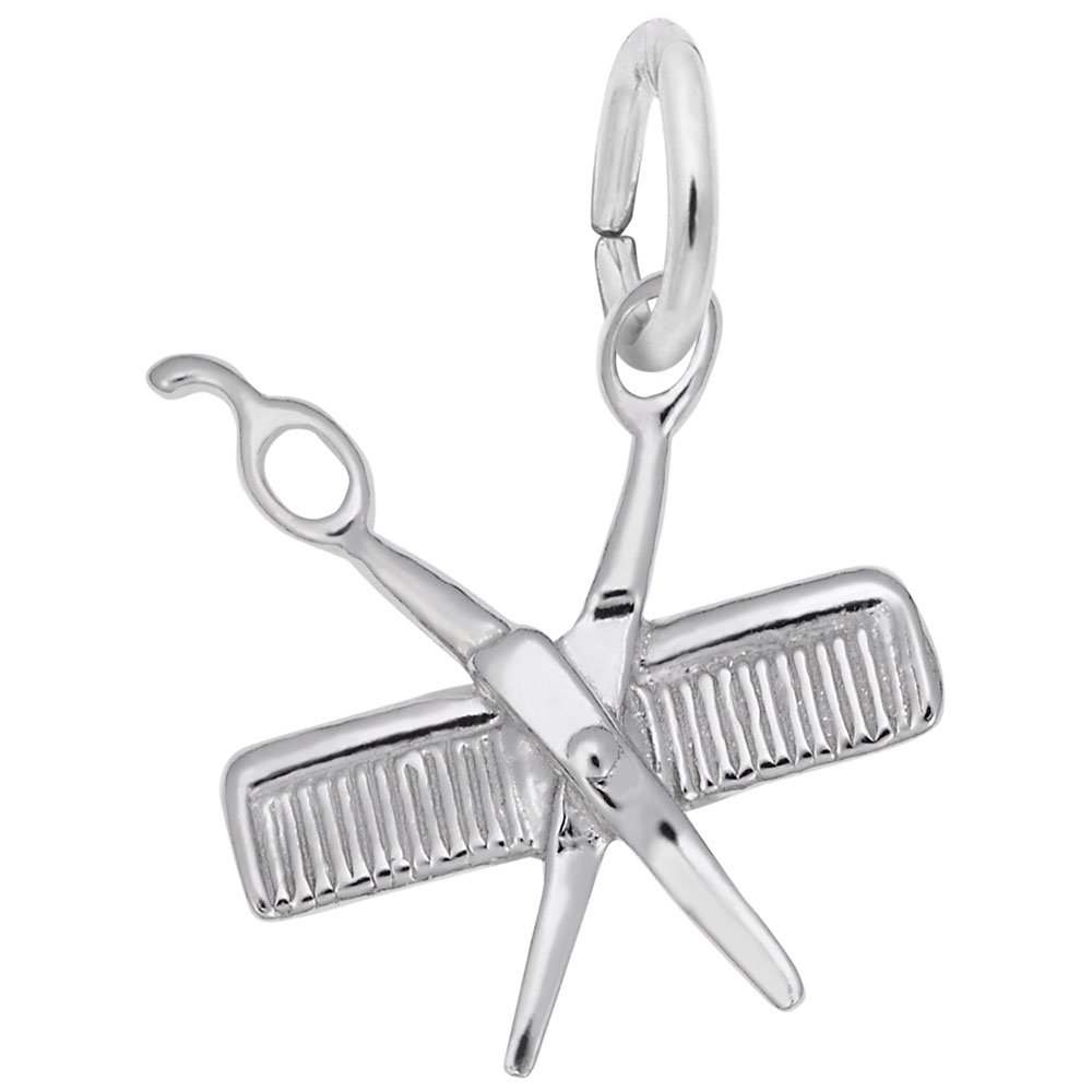 Comb and Scissors Charm Pendant - Sterling Silver Jewelry Charms for DIY Bracelets & Necklaces - Perfect for Crafting, Gifts, and Fashion Accessories