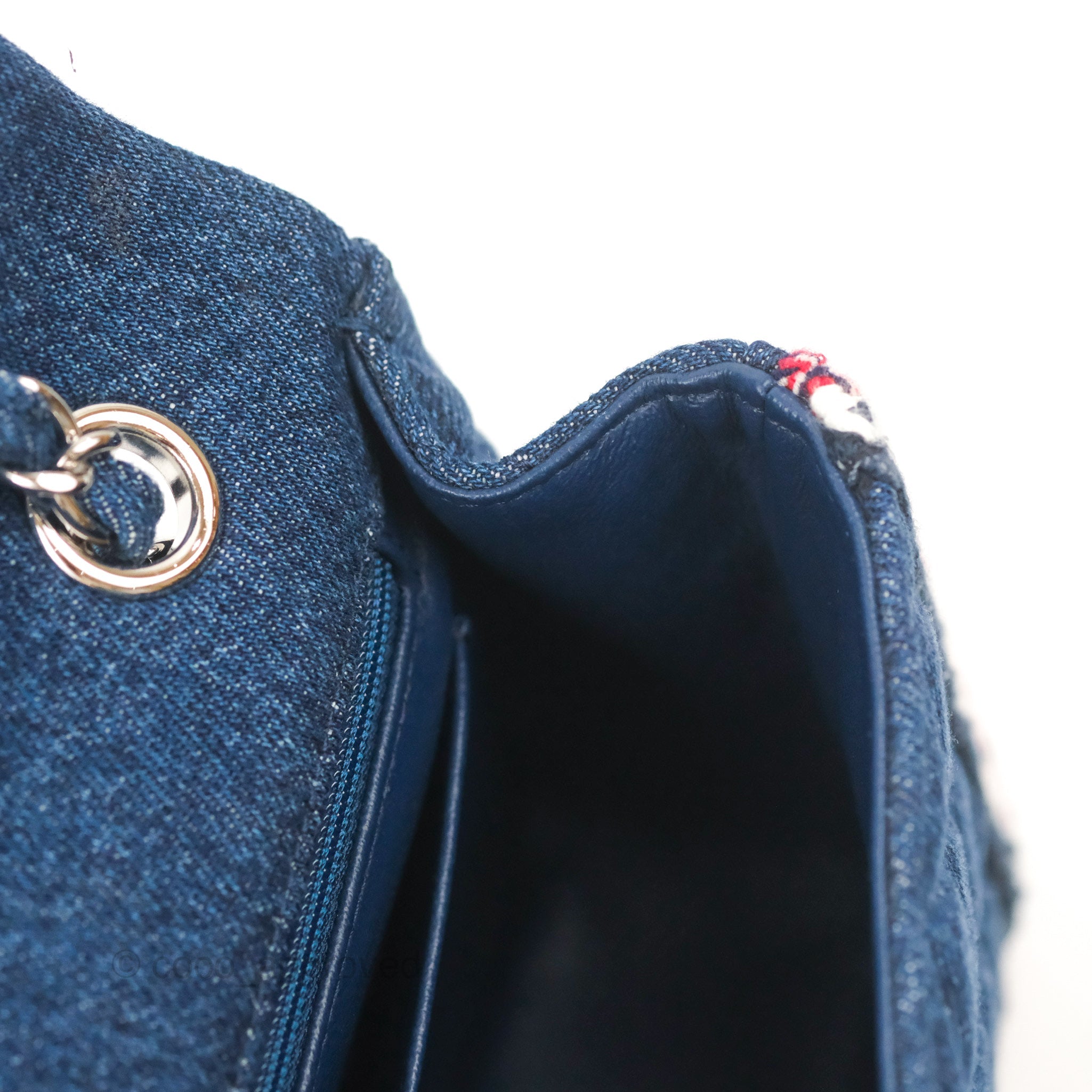 Chanel Classic Flap Bag Dark Blue Denim with Braided Silver Hardware 18A Collection - Luxury Designer Handbag for Women, Perfect for Evening Events & Special Occasions
