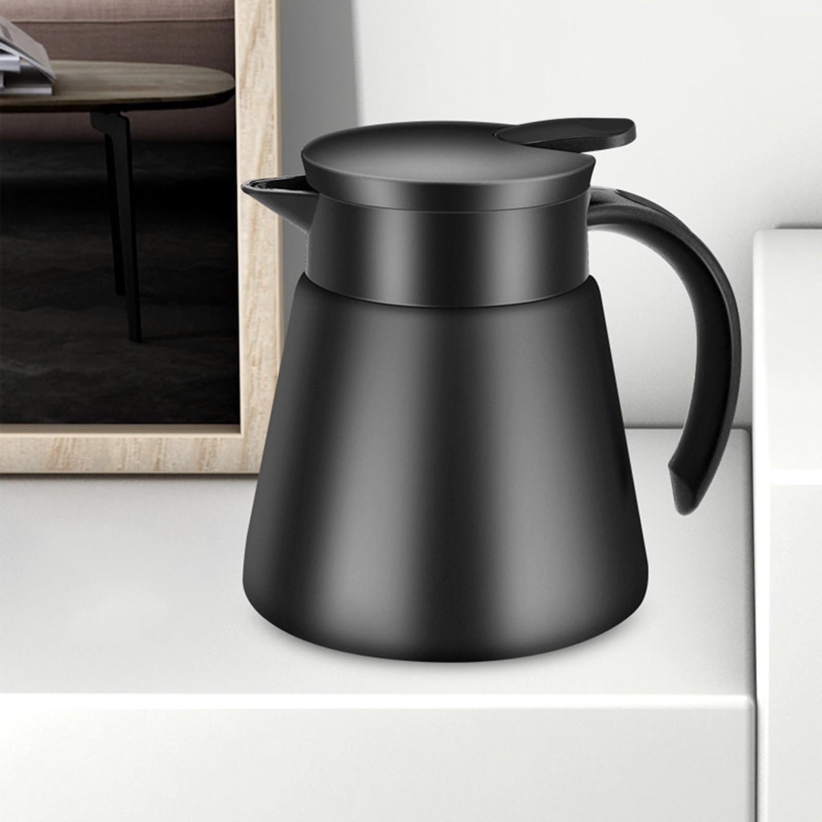 600ml/880ml Stainless Steel Double Wall Vacuum Insulated Milk Tea Kettle - White | Heat & Cold Retention | Perfect for Coffee, Tea & Beverage Serving at Home, Office or Cafe