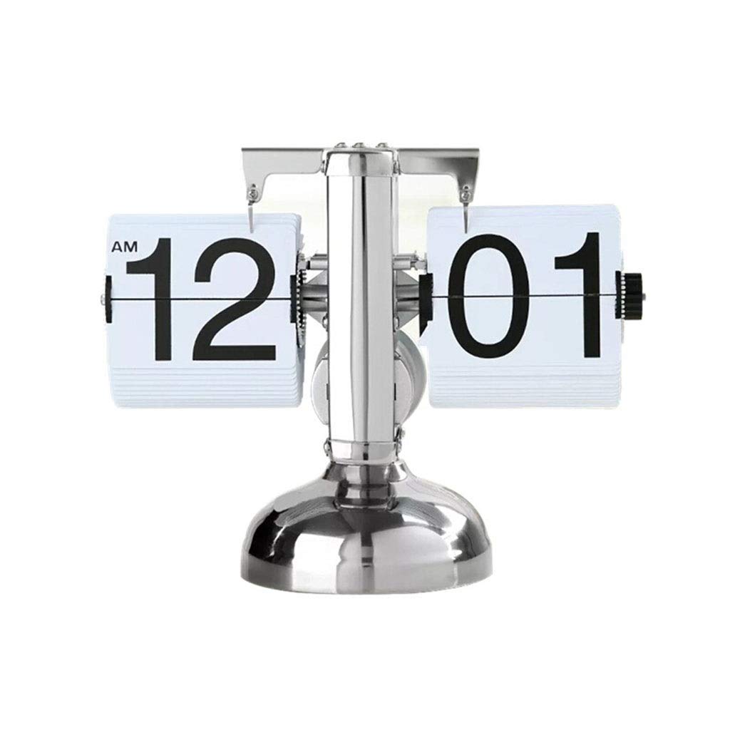 Retro Digital Inversion Desk Clock with Internal Gear Mechanism - Modern Mechanical Black/White Office & Home Decor for Living Room, Bedroom, Study | Perfect Gift for Clock Collectors & Vintage Enthusiasts