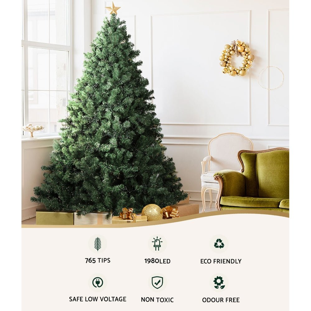 1.8M Pre-Lit Christmas Tree with 1980 Warm White LED Lights - Perfect for Living Room, Office & Holiday Decorations