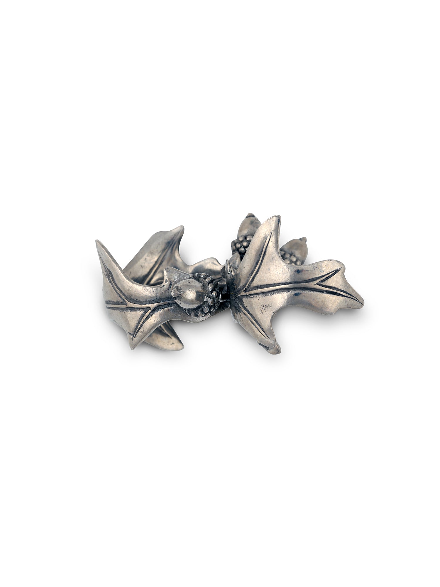 Handcrafted Pewter Acorn and Oak Leaf Napkin Rings Set of 4 - Elegant Fall Table Decor for Thanksgiving, Autumn Dinner Parties, and Rustic Wedding Place Settings