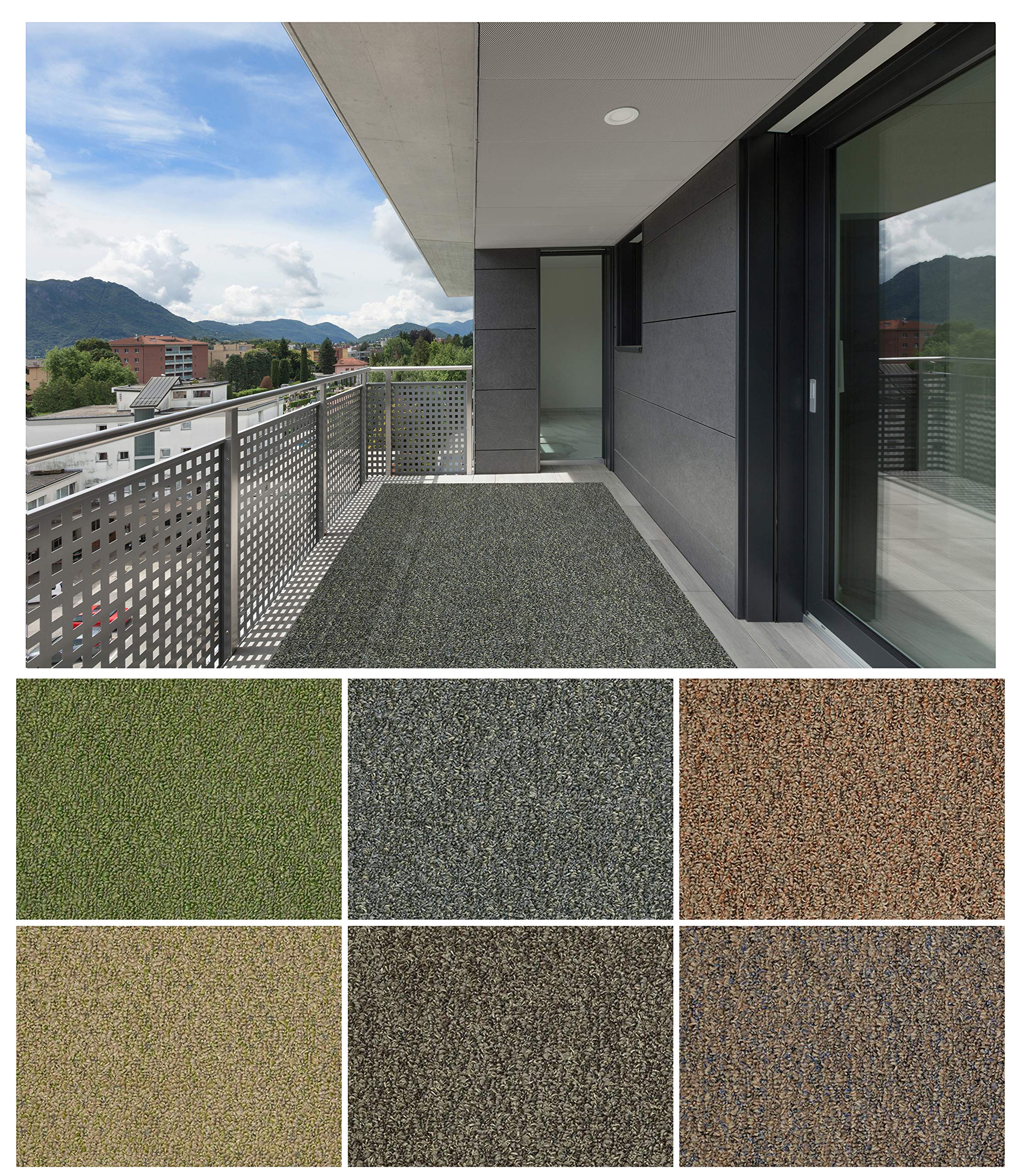 Premium Indoor/Outdoor Area Rug - Non-Slip, Waterproof Carpet for Patio, Deck, or Living Room - 4' x 6' Granite Color - Durable Floor Mat for High Traffic Areas