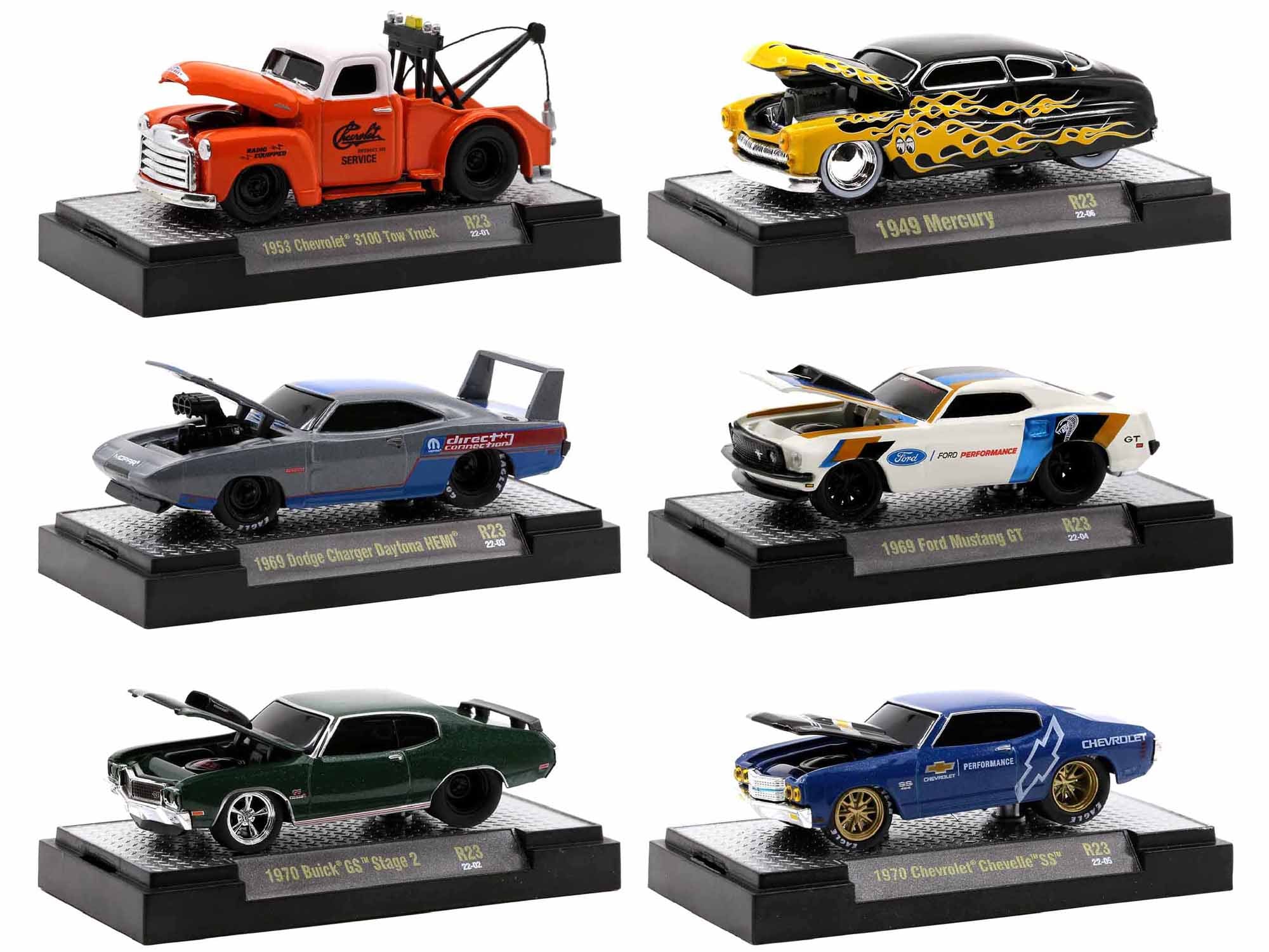 M2 Machines 1/64 Scale Diecast Model Cars - Ground Pounders 6 Car Set (Limited Edition of 9000 Worldwide) in Display Cases | Collectible Die-Cast Vehicles for Display, Gifts & Car Enthusiasts