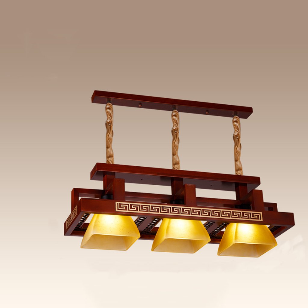 Modern Chinese Style Pendant Light - Glass Shade Wooden Chandelier for Living Room, Dining Room, Bedroom & Balcony | Creative Hanging Light for Club, Hotel, Corridor & Tea Room Decor | Elegant Ceiling Lighting Fixture for Home & Commercial Spaces