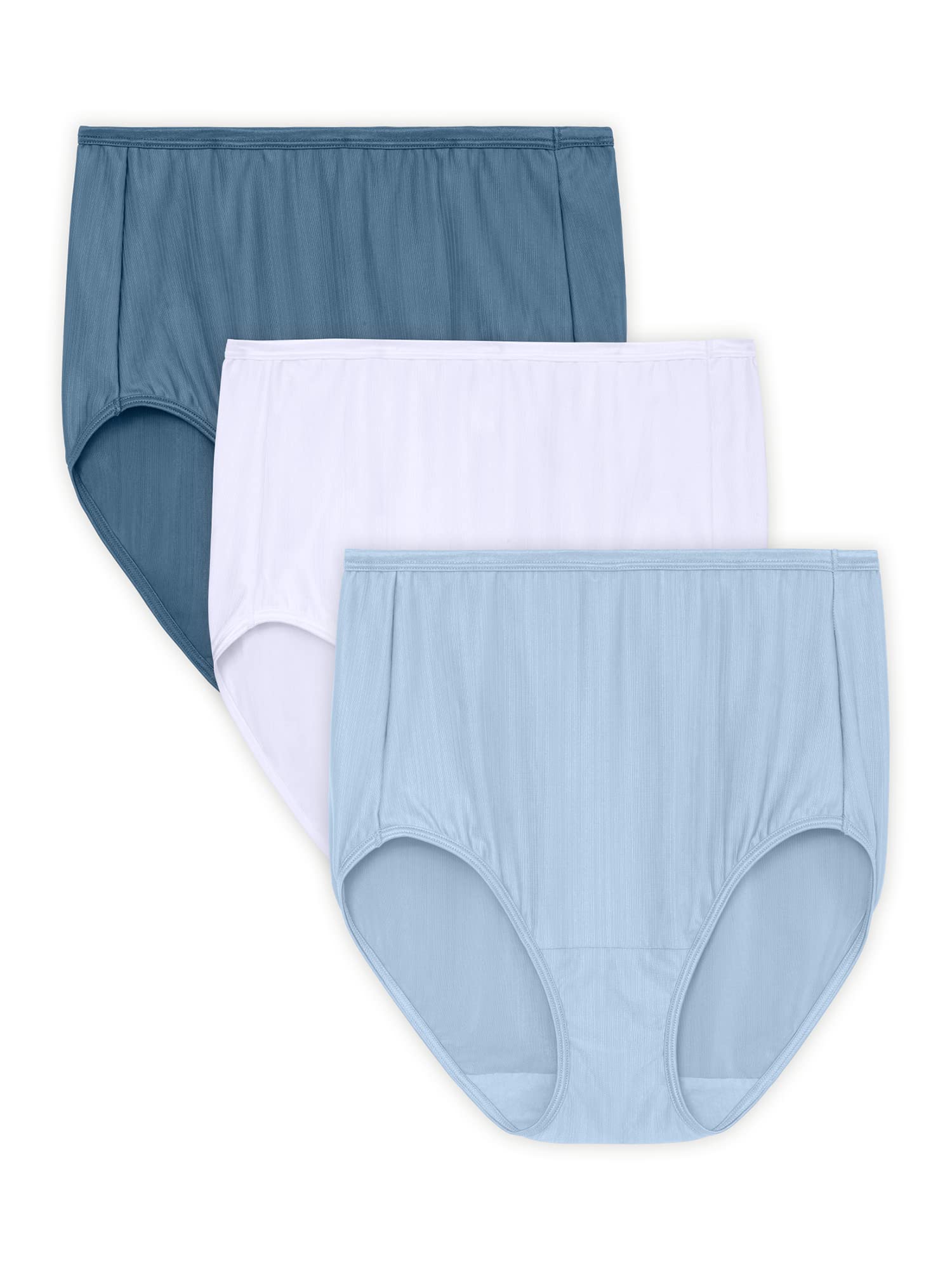 Vanity Fair Women's Comfort Stretch Brief Underwear 3-Pack - Medium, Blue Dusk/White/Evening Sky - Soft Cotton Panties for Everyday Wear & Comfort