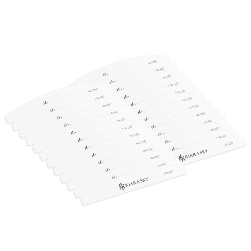 Half Moon Nail Files 100/100 Grit - 25 Pack for Professional Manicure & Pedicure - Perfect for Salons, Home Use & Travel
