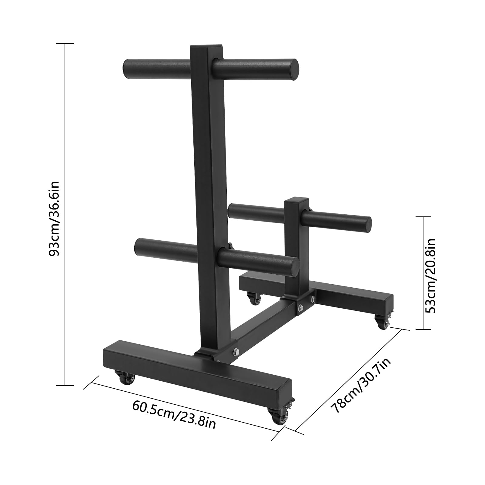 1100LBS Heavy Duty Dumbbell Rack - Commercial Grade Gym Weight Storage Organizer with Wheels | Olympic Weight Plate Tree & Double Column Design for Home Gym | Perfect for Weightlifting, CrossFit & Garage Workouts