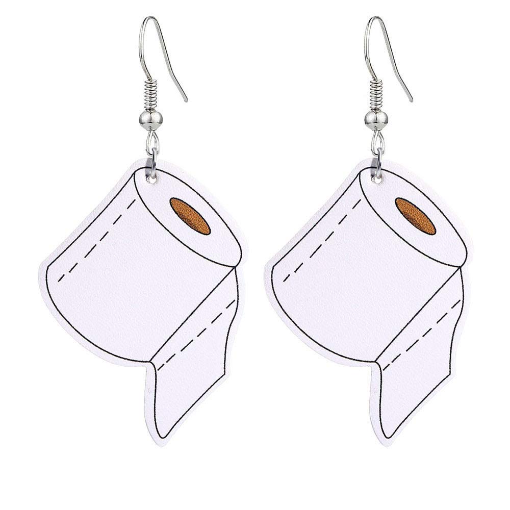 Hypoallergenic Leather Toilet Paper & Paper Towel Dangle Earrings for Women - Fun Statement Jewelry for Girls, Costume Parties & Novelty Gifts