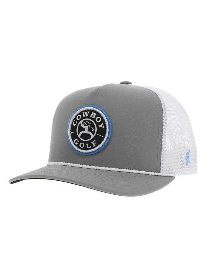 Hooey 2330T GYWH Cowboy Golf High Profile Trucker Hat - Grey and White Adjustable Snapback for Outdoor Sports, Golfing, and Casual Wear